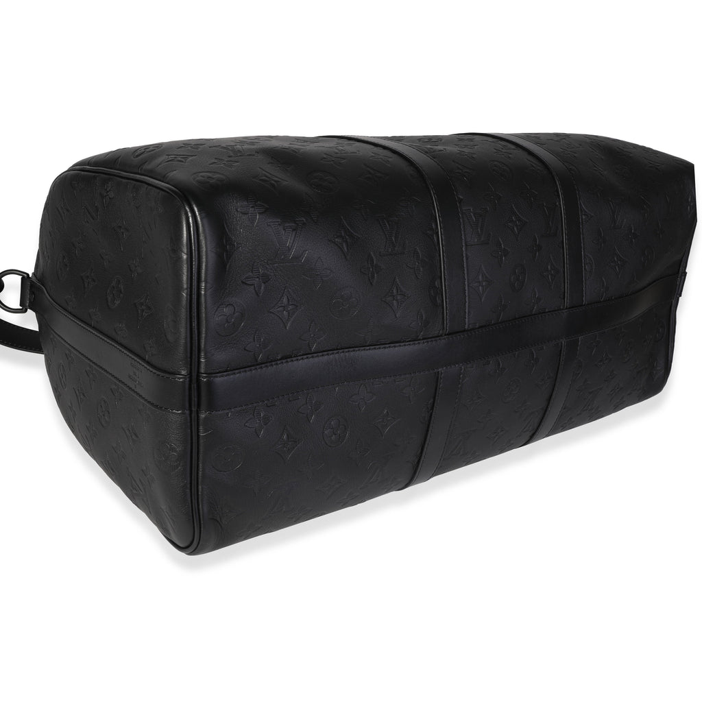Louis Vuitton Louis Vuitton Black Monogram Shadow Leather Keepall Bandoulière 50