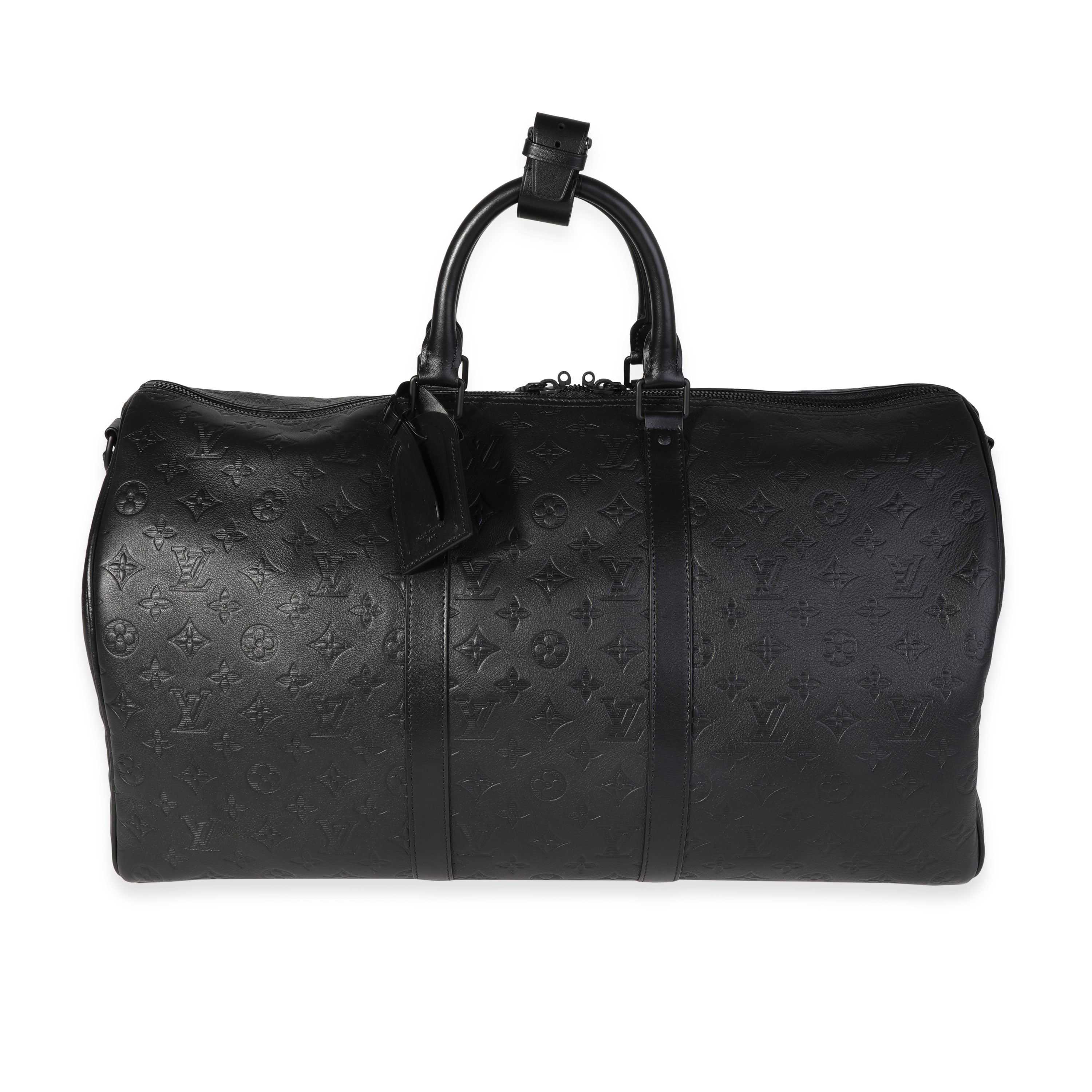 Louis Vuitton Louis Vuitton Black Monogram Shadow Leather Keepall Bandoulière 50