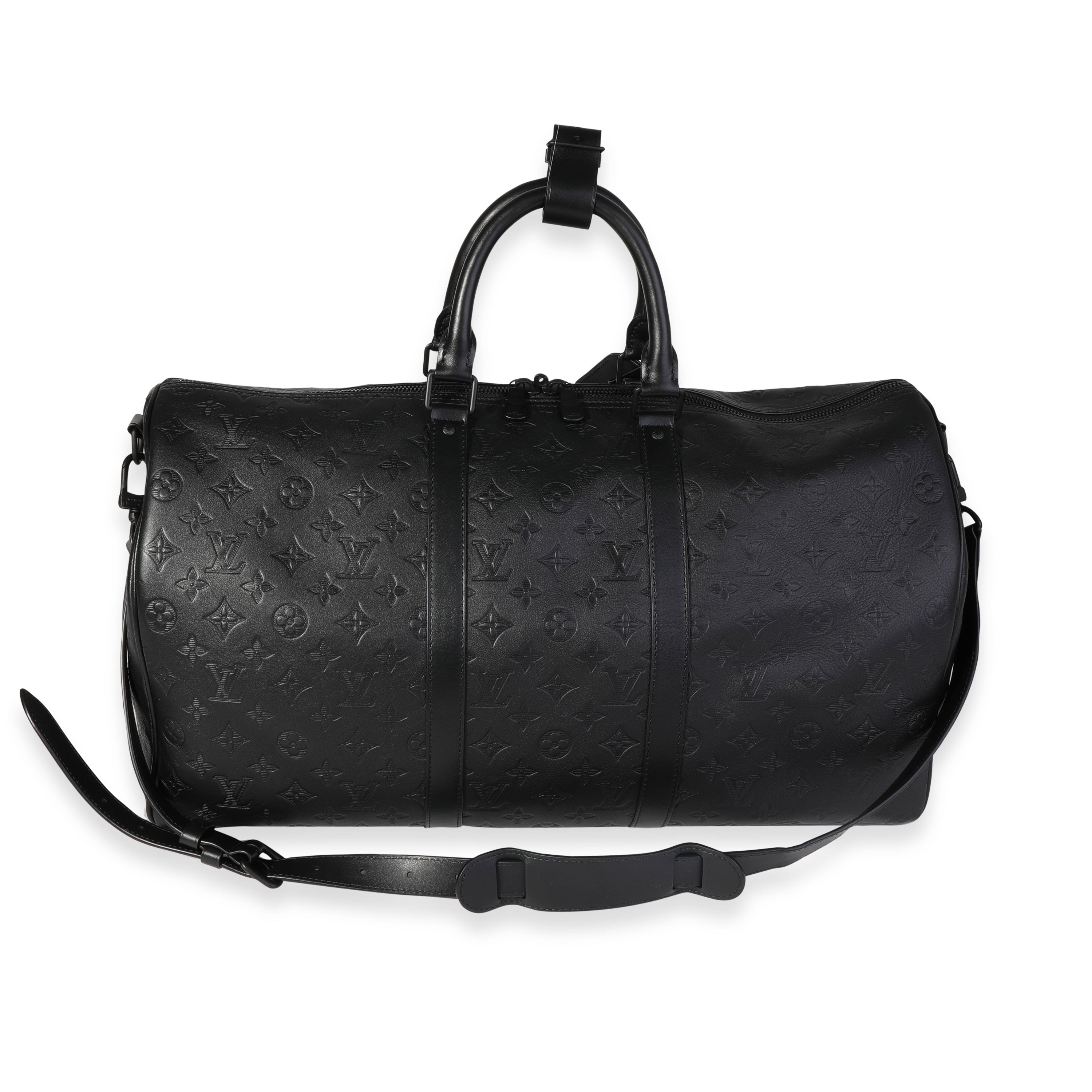 Louis Vuitton Louis Vuitton Black Monogram Shadow Leather Keepall Bandoulière 50