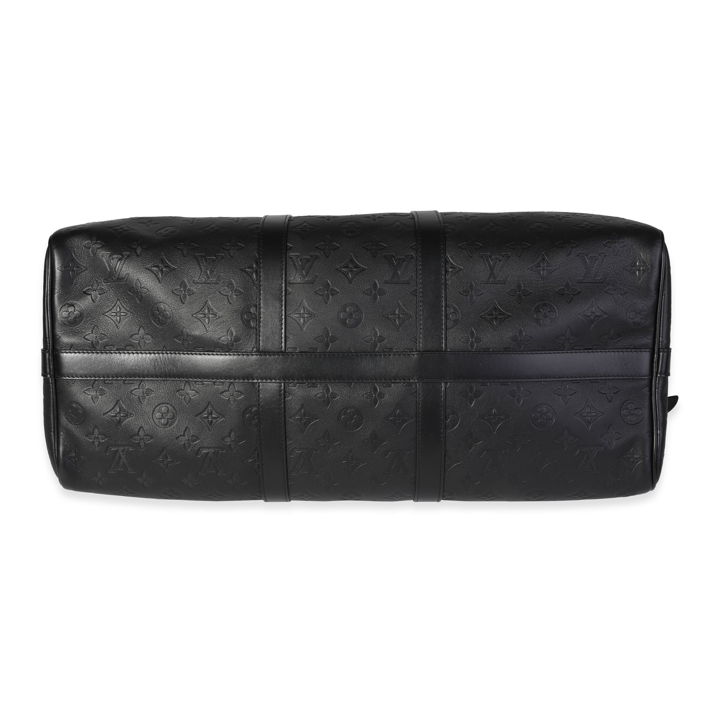 Louis Vuitton Louis Vuitton Black Monogram Shadow Leather Keepall Bandoulière 50
