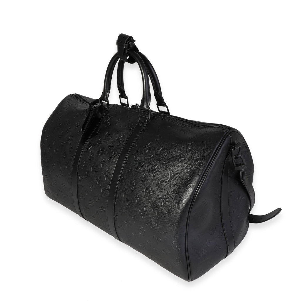 Louis Vuitton Louis Vuitton Black Monogram Shadow Leather Keepall Bandoulière 50