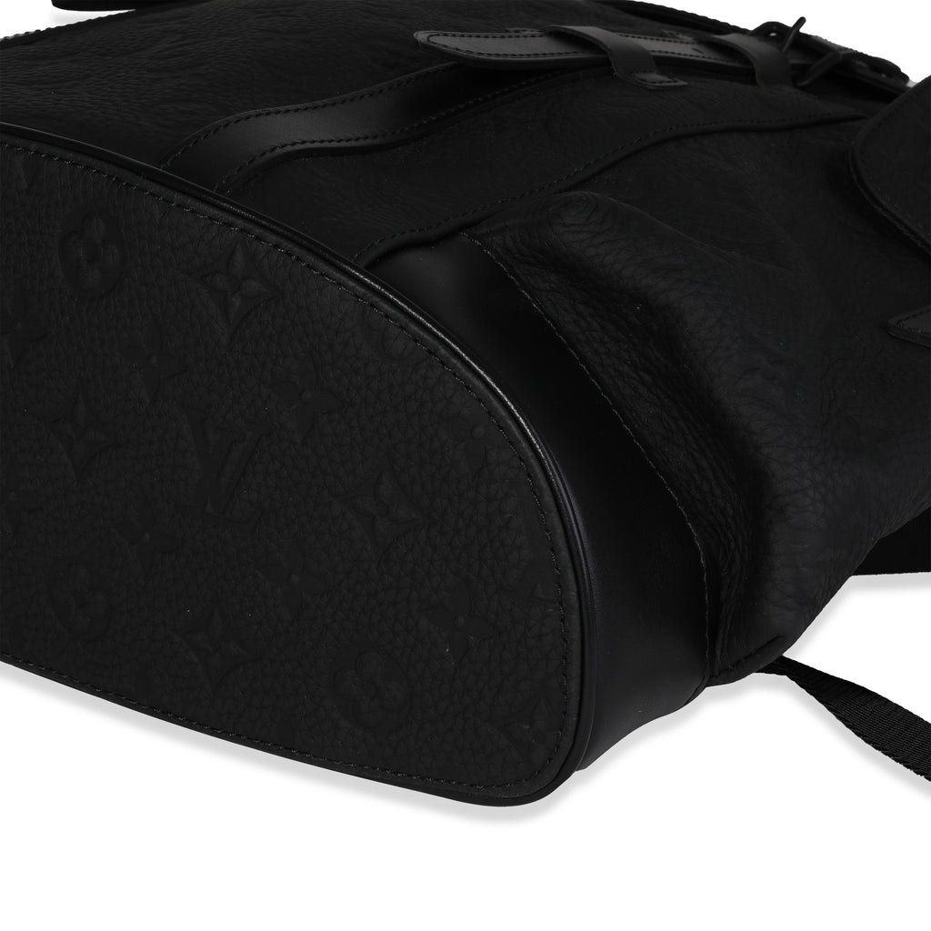 Louis Vuitton Louis Vuitton Black Monogram-Embossed Taurillon Christopher MM Backpack