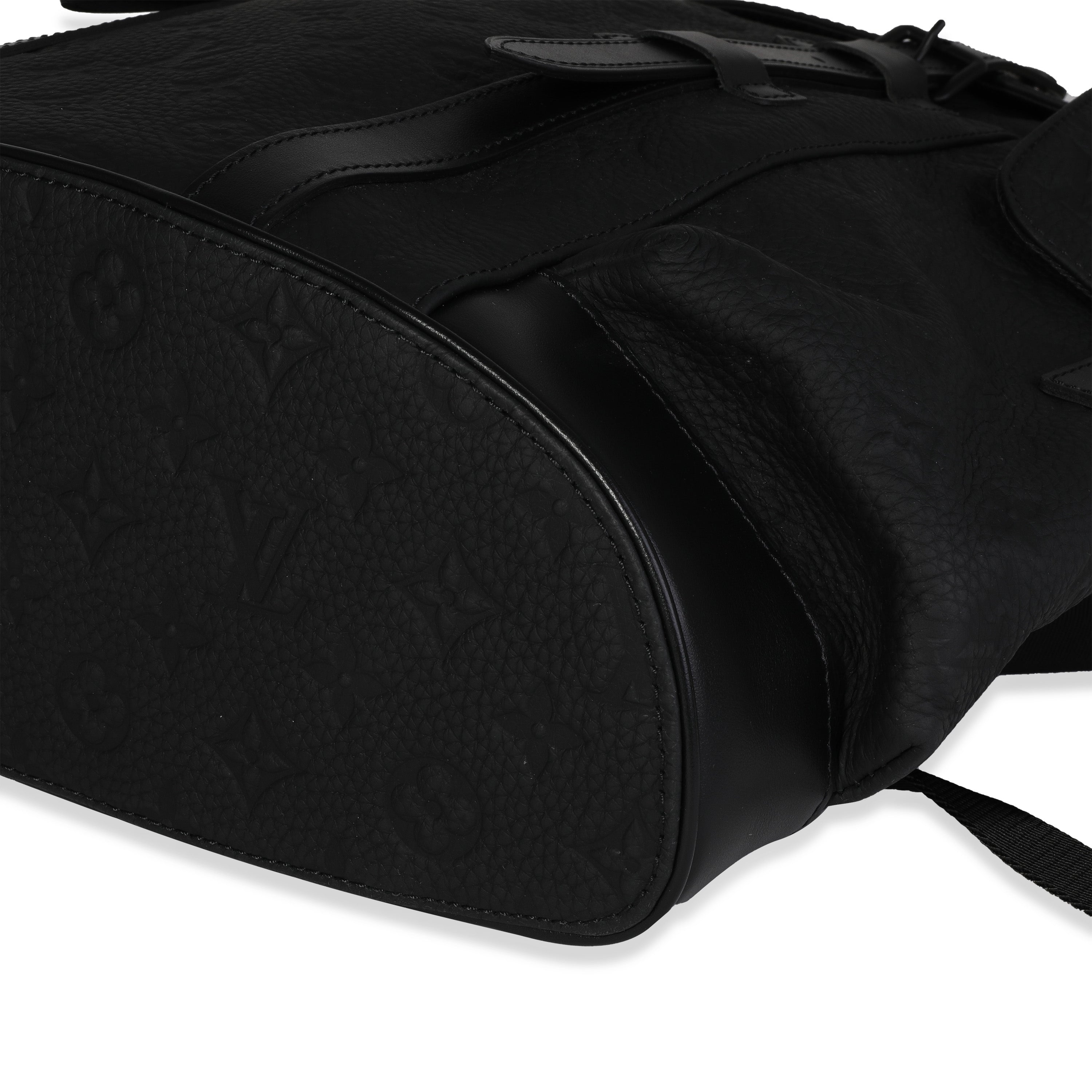 Louis Vuitton Louis Vuitton Black Monogram-Embossed Taurillon Christopher MM Backpack