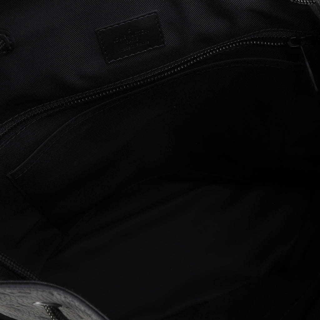 Louis Vuitton Louis Vuitton Black Monogram-Embossed Taurillon Christopher MM Backpack