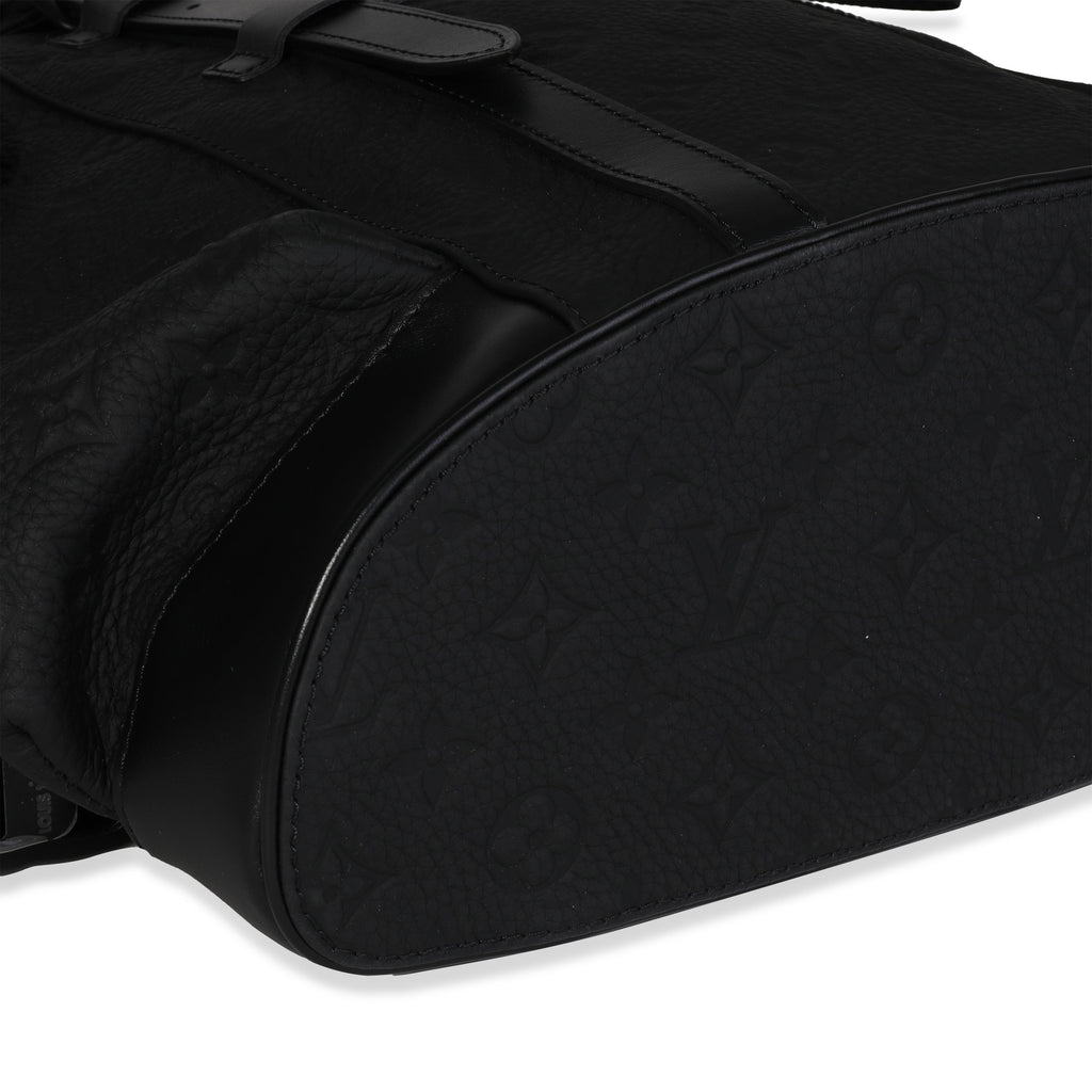 Louis Vuitton Louis Vuitton Black Monogram-Embossed Taurillon Christopher MM Backpack