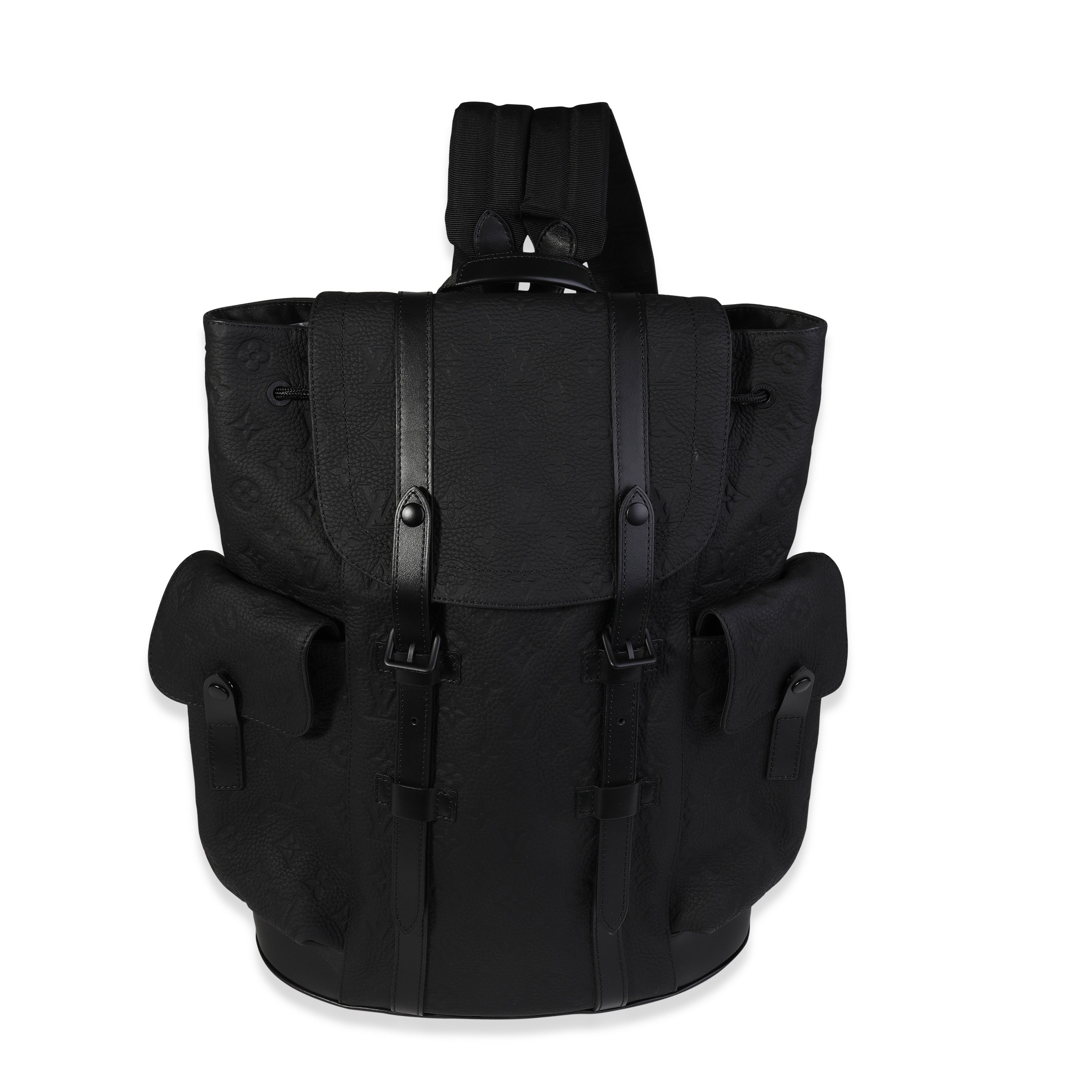 Louis Vuitton Louis Vuitton Black Monogram-Embossed Taurillon Christopher MM Backpack