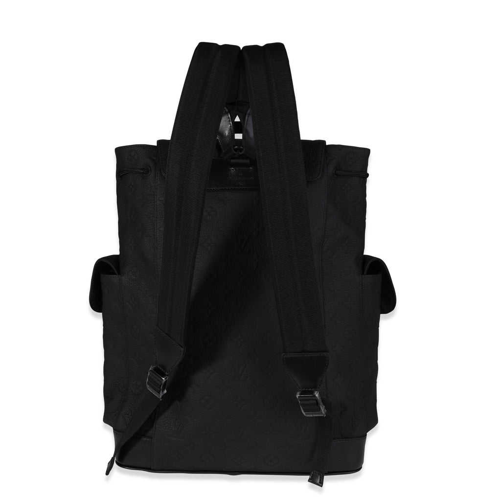 Louis Vuitton Louis Vuitton Black Monogram-Embossed Taurillon Christopher MM Backpack