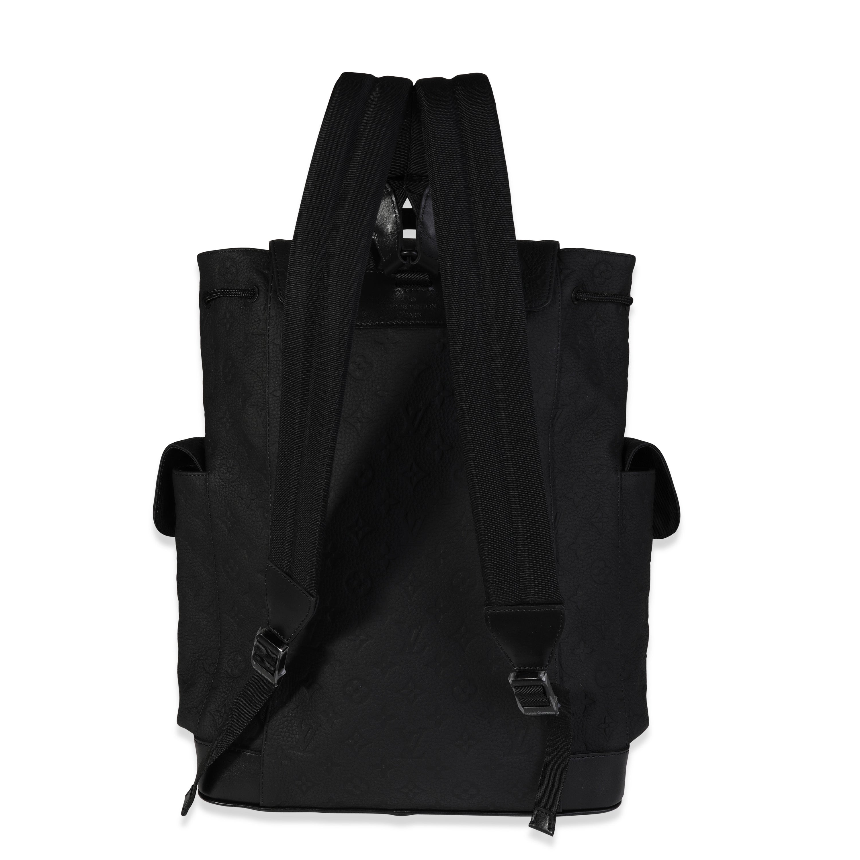 Louis Vuitton Louis Vuitton Black Monogram-Embossed Taurillon Christopher MM Backpack