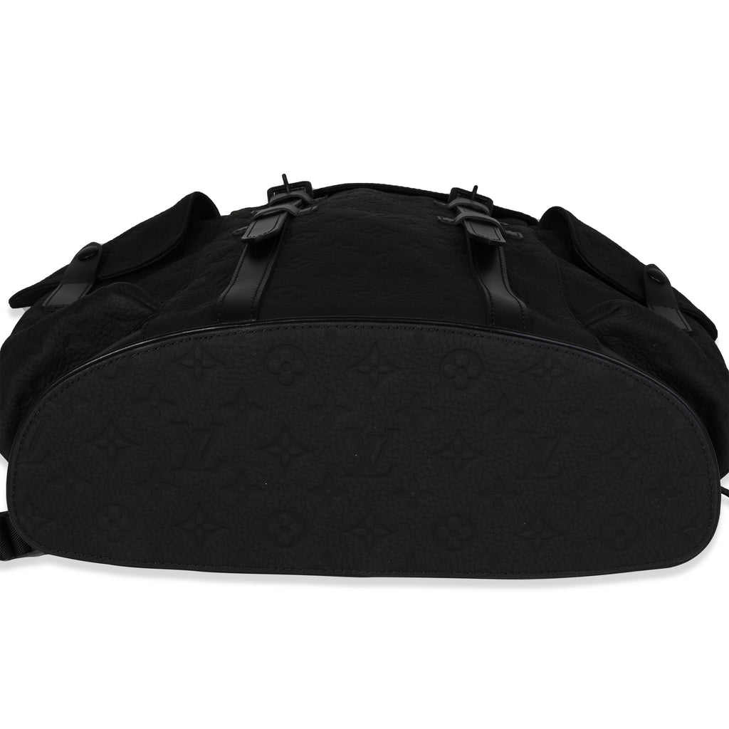 Louis Vuitton Louis Vuitton Black Monogram-Embossed Taurillon Christopher MM Backpack