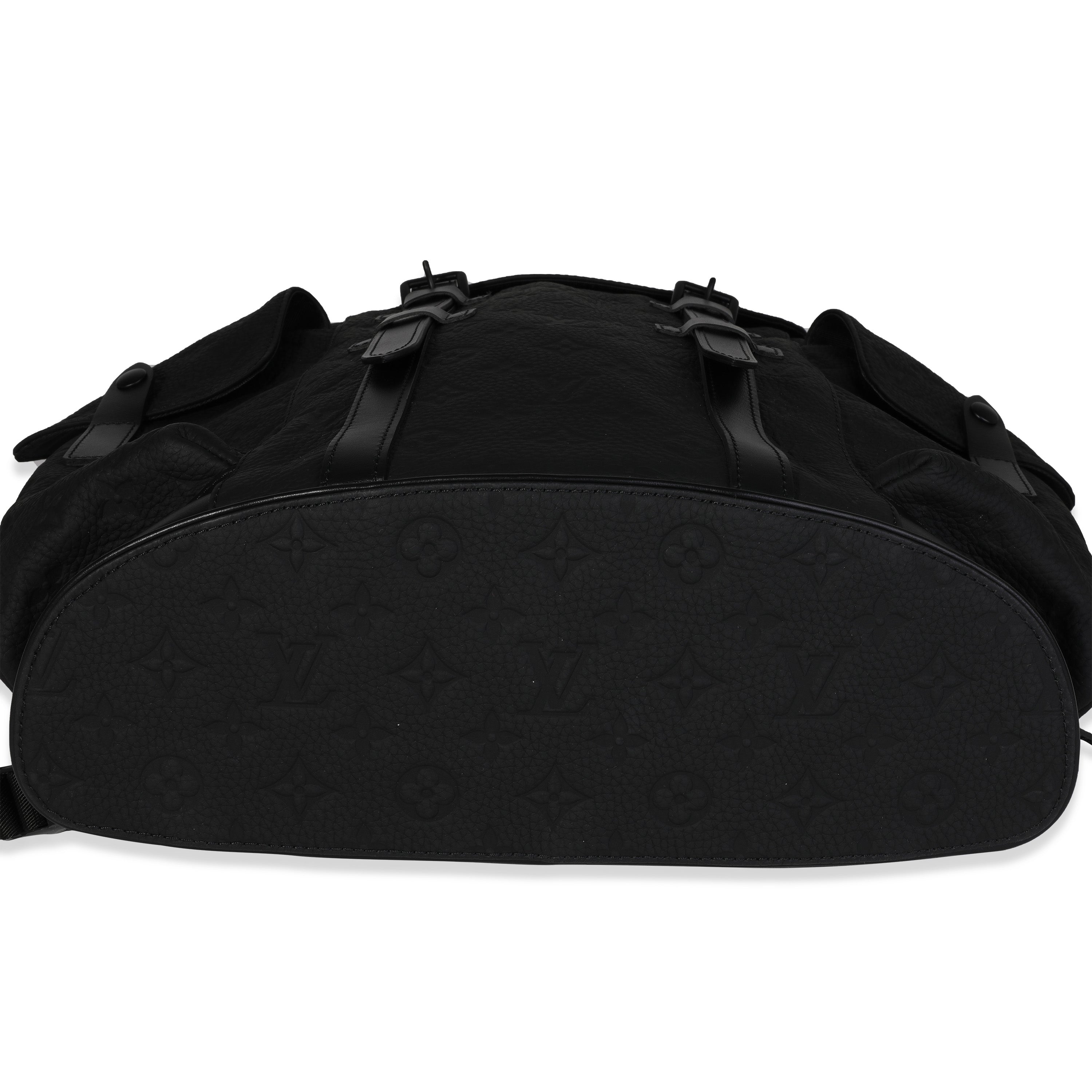 Louis Vuitton Louis Vuitton Black Monogram-Embossed Taurillon Christopher MM Backpack