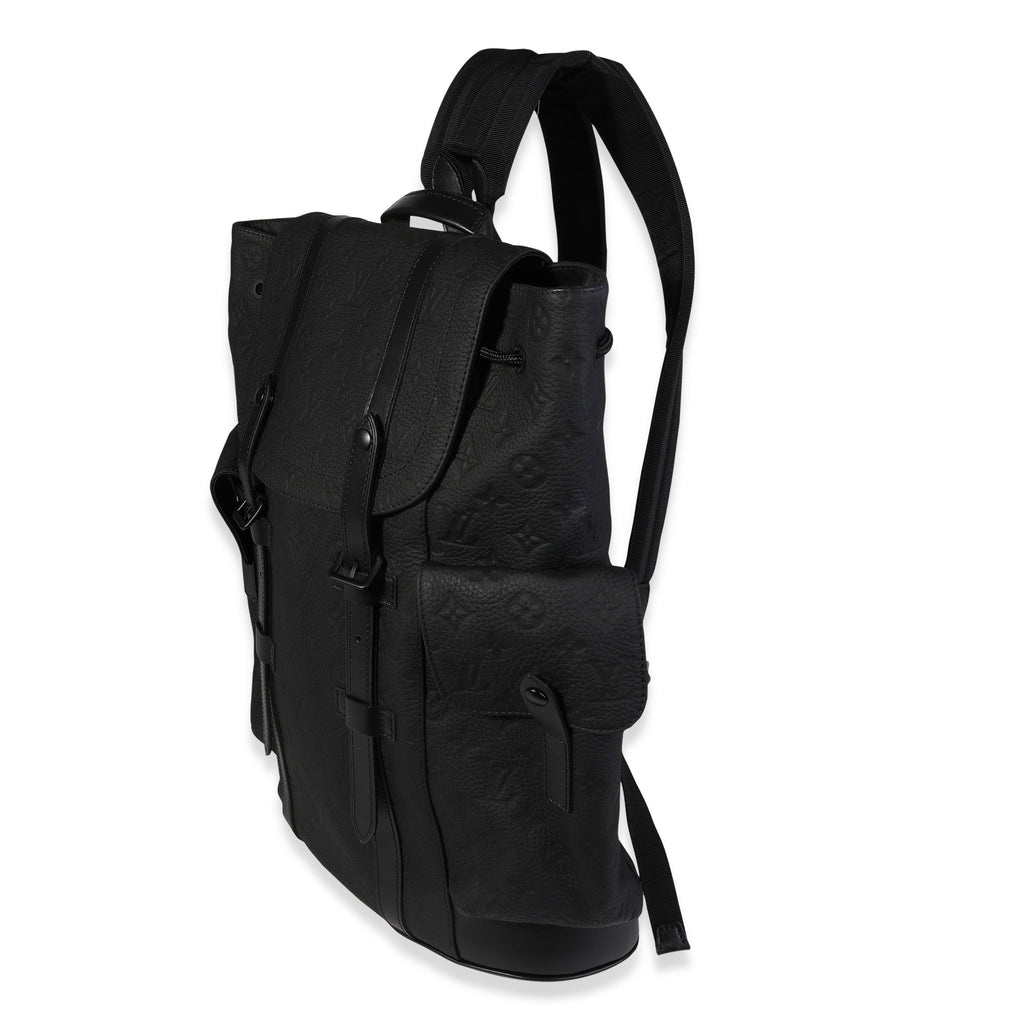Louis Vuitton Louis Vuitton Black Monogram-Embossed Taurillon Christopher MM Backpack