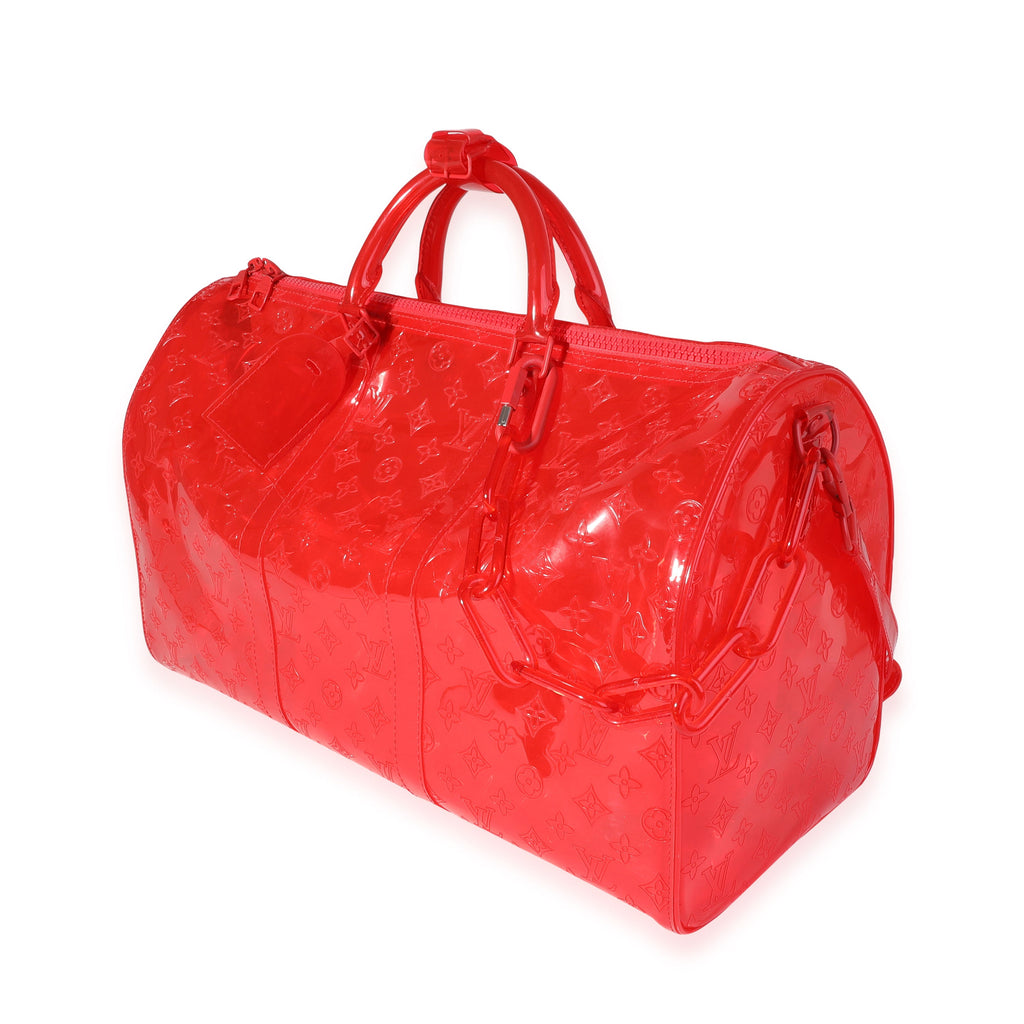 Louis Vuitton Louis Vuitton x Virgil Abloh Red Monogram PVC  Keepall Bandouliére 50