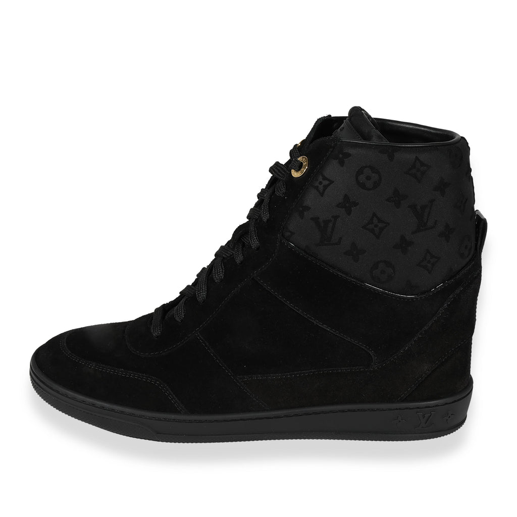 Louis Vuitton Louis Vuitton -  Louis Vuitton Wmns Monogram Sneaker Wedge Black Suede (39.5 E