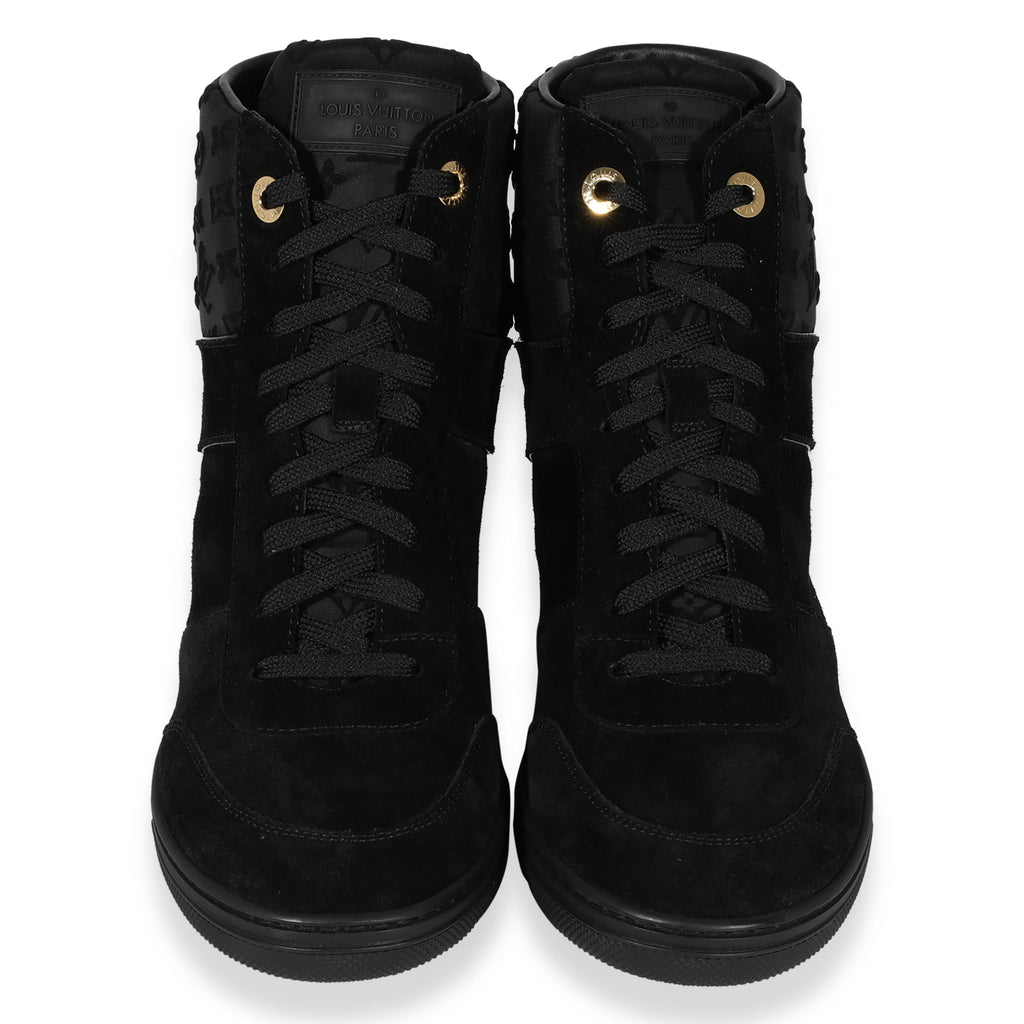 Louis Vuitton Louis Vuitton -  Louis Vuitton Wmns Monogram Sneaker Wedge Black Suede (39.5 E
