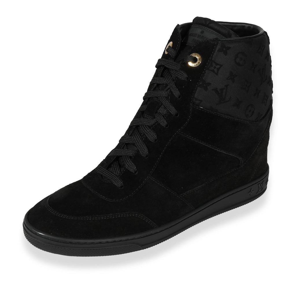 Louis Vuitton Louis Vuitton -  Louis Vuitton Wmns Monogram Sneaker Wedge Black Suede (39.5 E