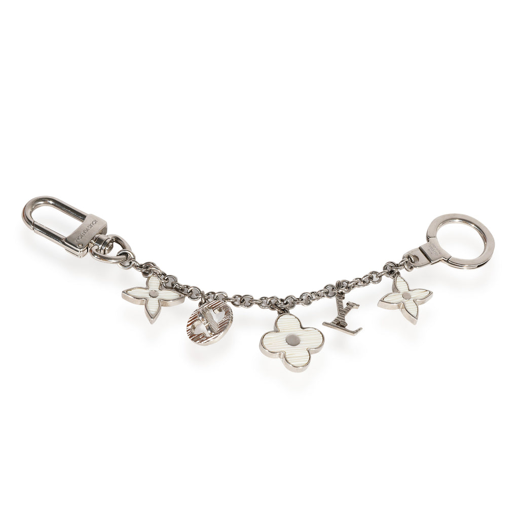 Louis Vuitton Louis Vuitton Silver & White Fleur DEpi Bag Charm & Key Holder