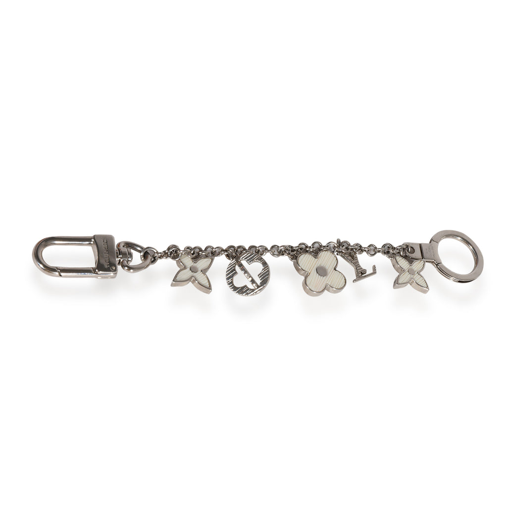 Louis Vuitton Louis Vuitton Silver & White Fleur DEpi Bag Charm & Key Holder