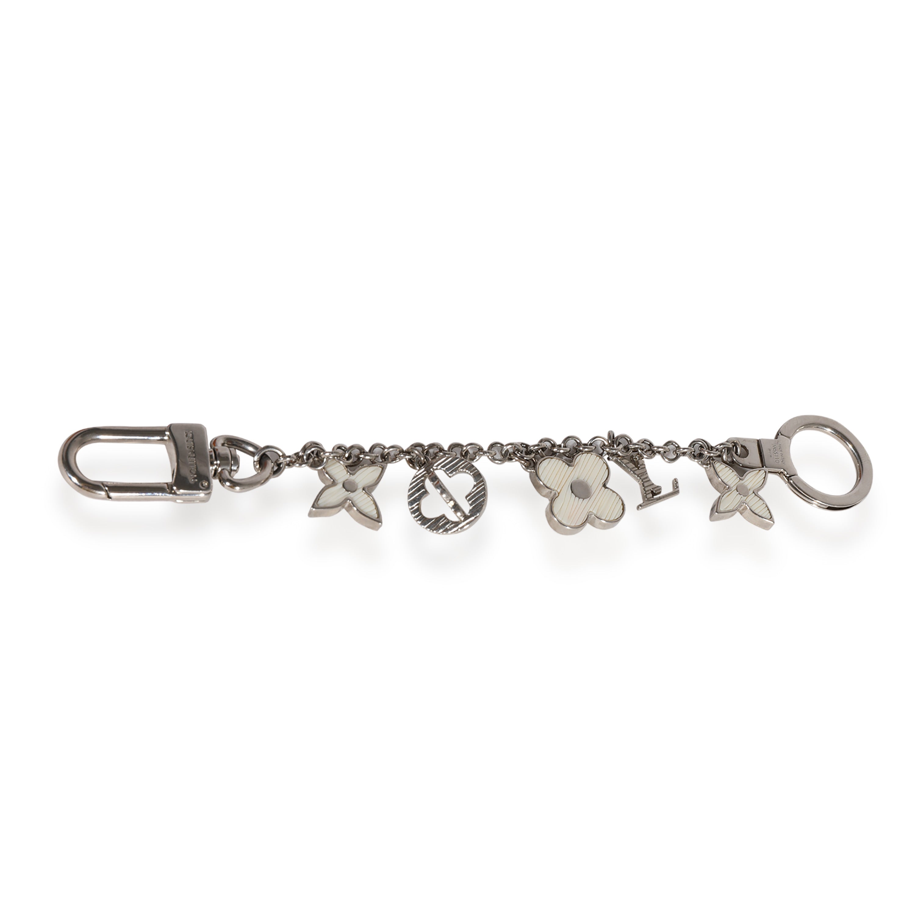 Louis Vuitton Louis Vuitton Silver & White Fleur DEpi Bag Charm & Key Holder
