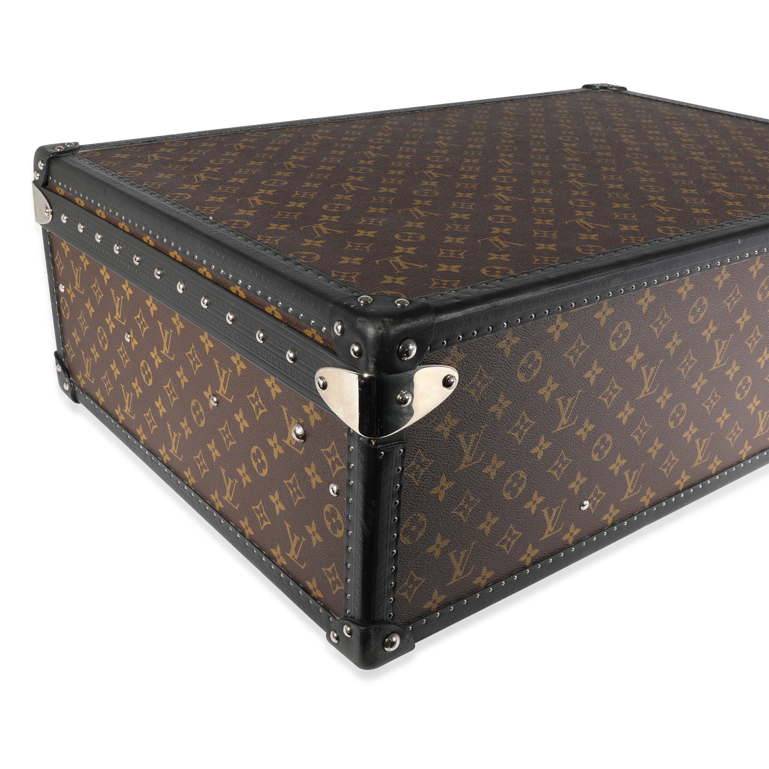 Louis Vuitton Monogram Macassar & Black Leather Alzer Trunk 70