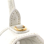 Balenciaga Calfskin Crocodile Embossed Small Hourglass Top Handle Bag White