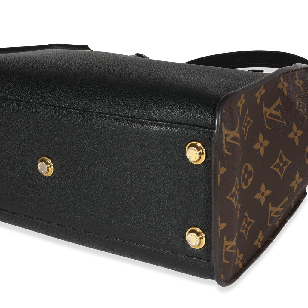 Louis Vuitton Louis Vuitton Monogram Canvas & Black Calfskin On My Side MM Tote