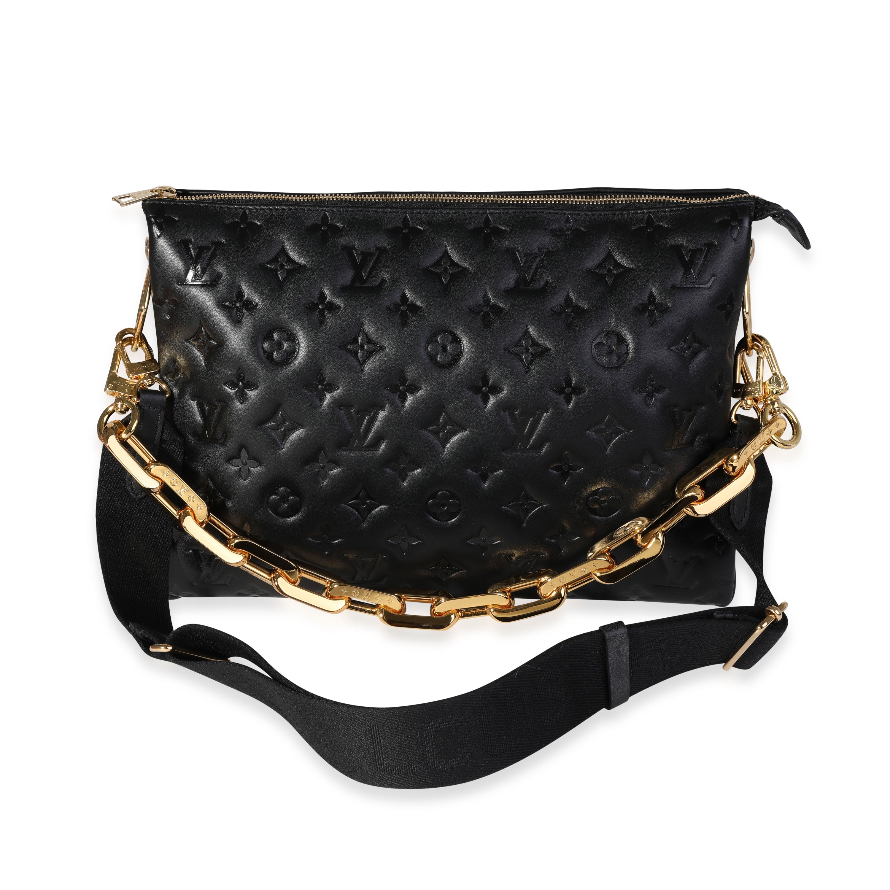 Louis Vuitton Louis Vuitton Black Embossed Lambskin Coussin MM