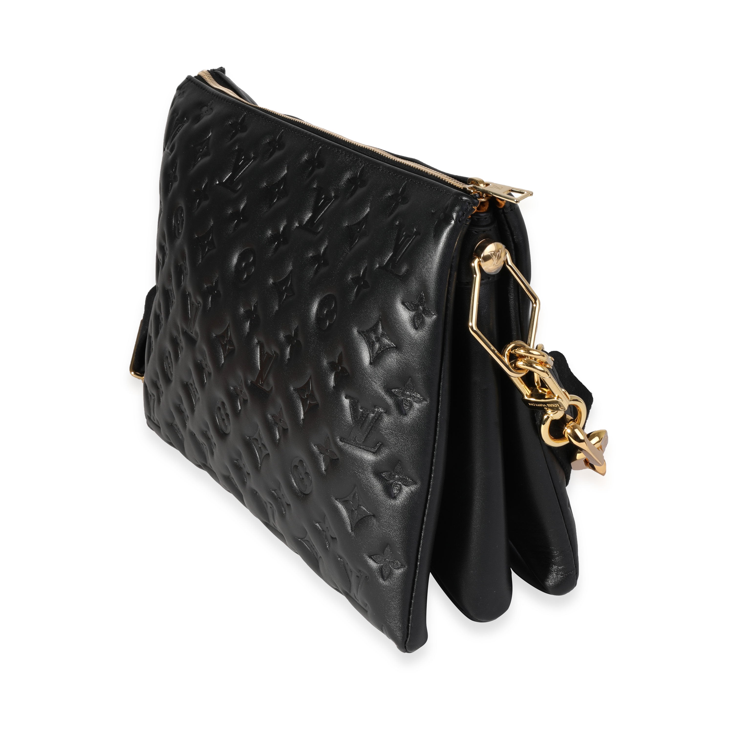 Louis Vuitton Louis Vuitton Black Embossed Lambskin Coussin MM
