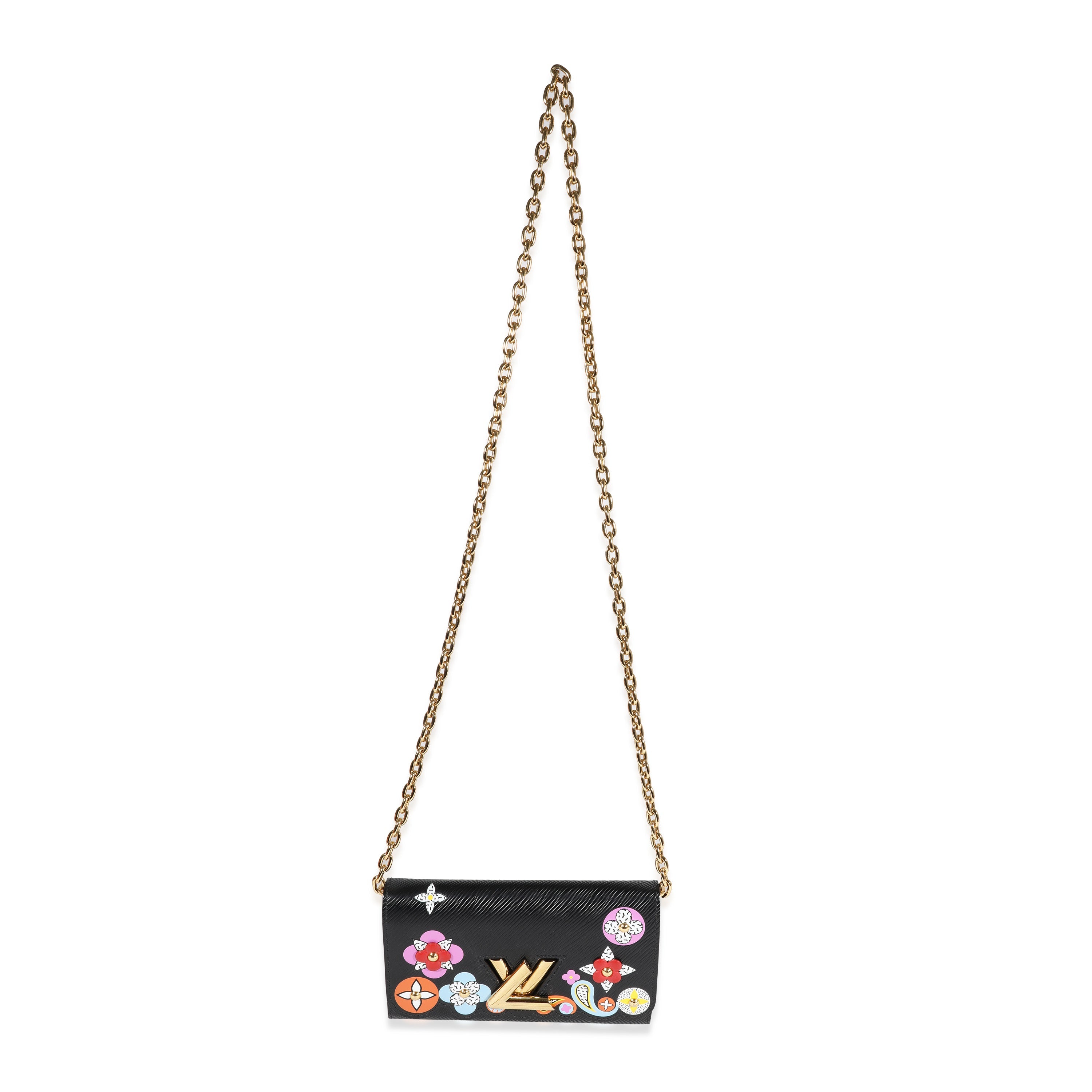 Louis Vuitton Louis Vuitton Black Blooming Flowers Epi Twist Chain Wallet