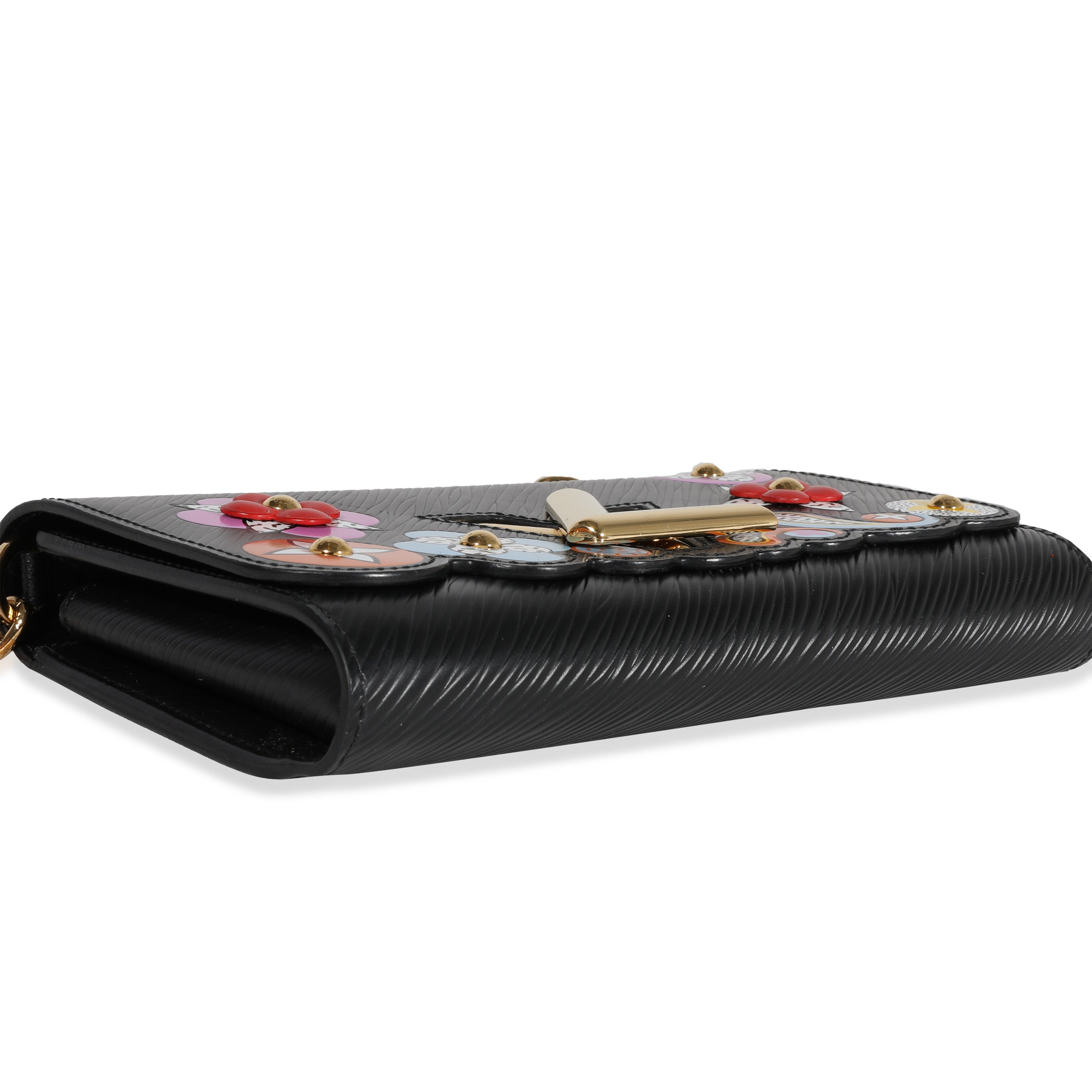 Louis Vuitton Louis Vuitton Black Blooming Flowers Epi Twist Chain Wallet