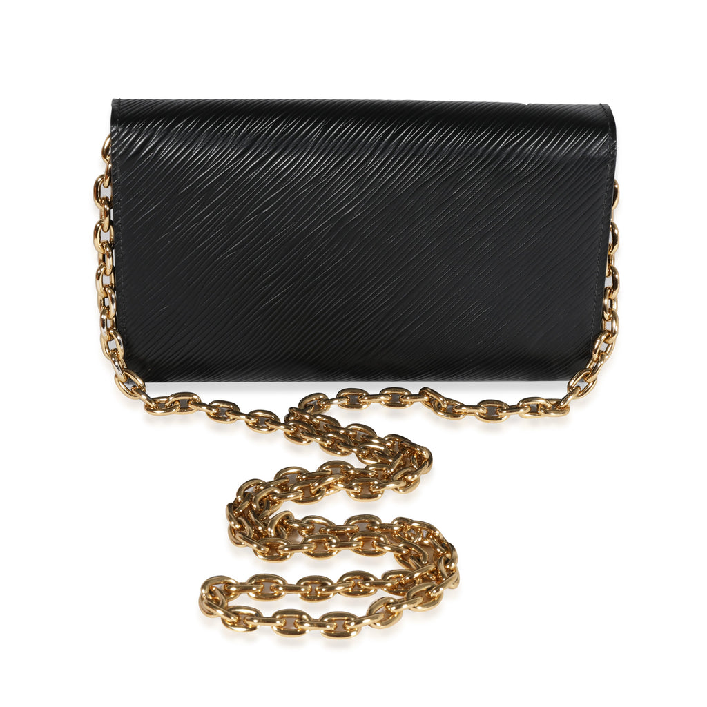 Louis Vuitton Louis Vuitton Black Blooming Flowers Epi Twist Chain Wallet