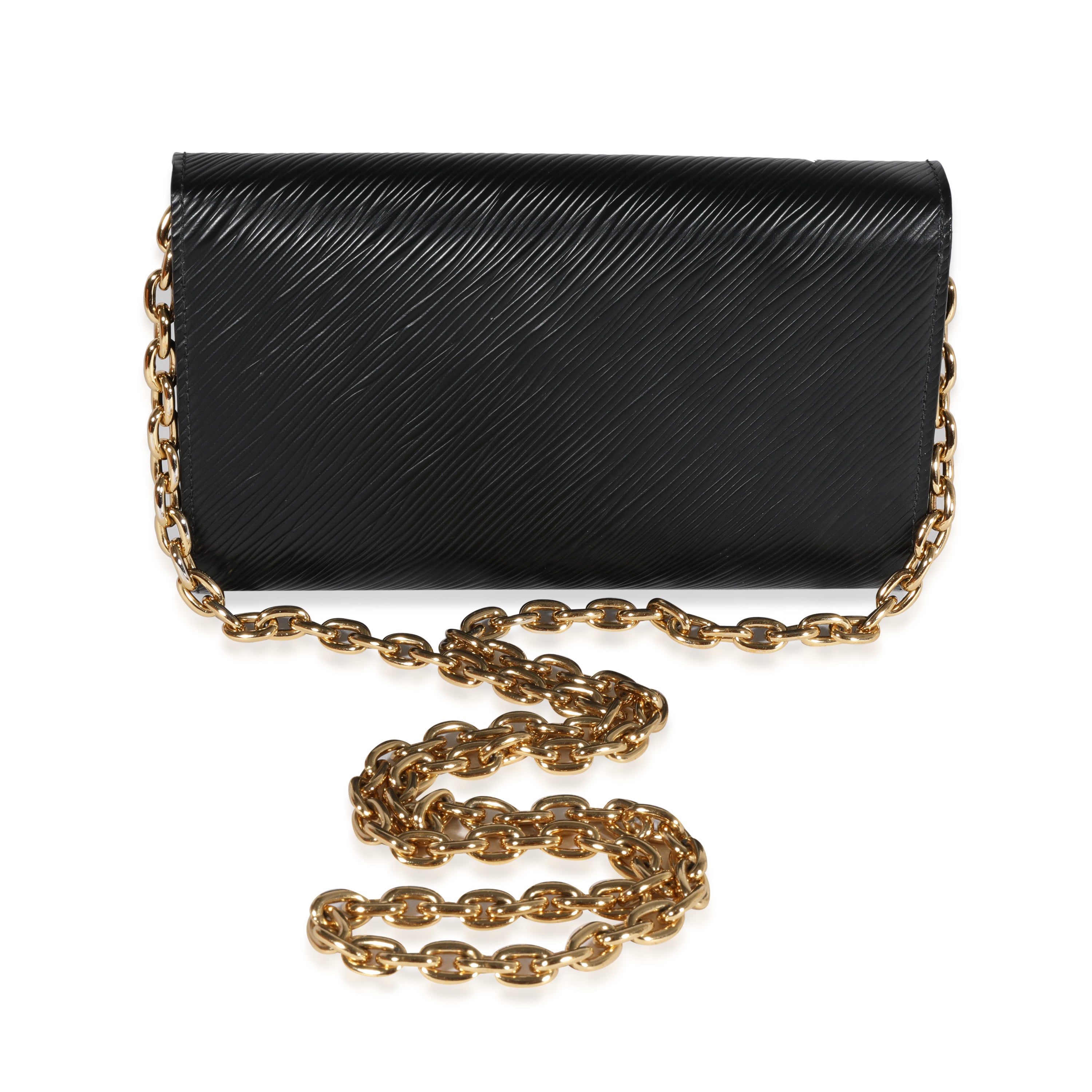 Louis Vuitton Louis Vuitton Black Blooming Flowers Epi Twist Chain Wallet
