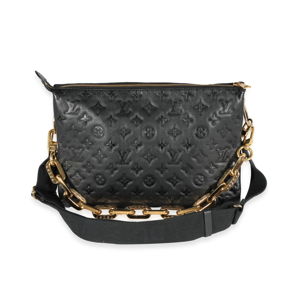 Louis Vuitton Louis Vuitton Black Monogram Puffy Lambskin Coussin MM
