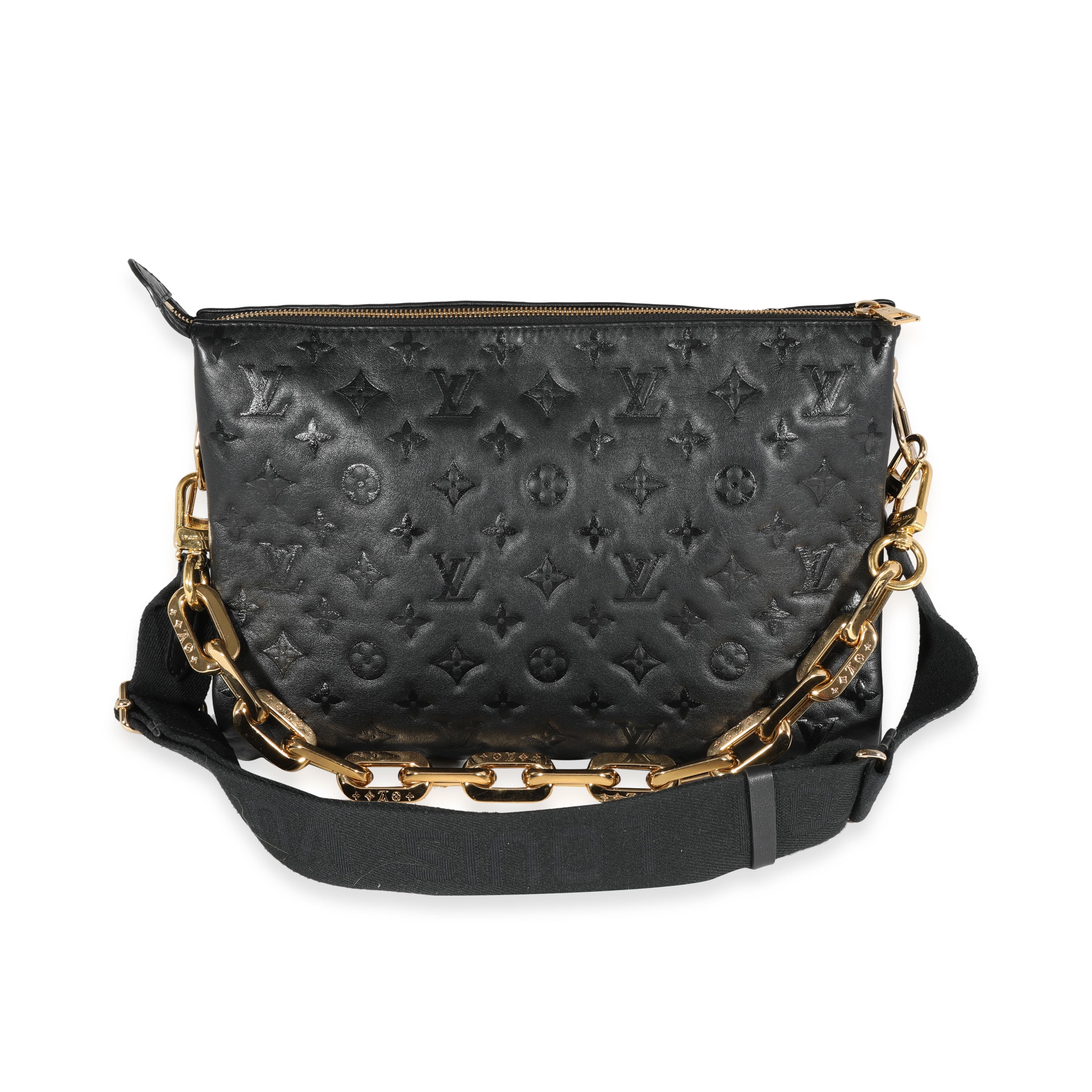 Louis Vuitton Louis Vuitton Black Monogram Puffy Lambskin Coussin MM