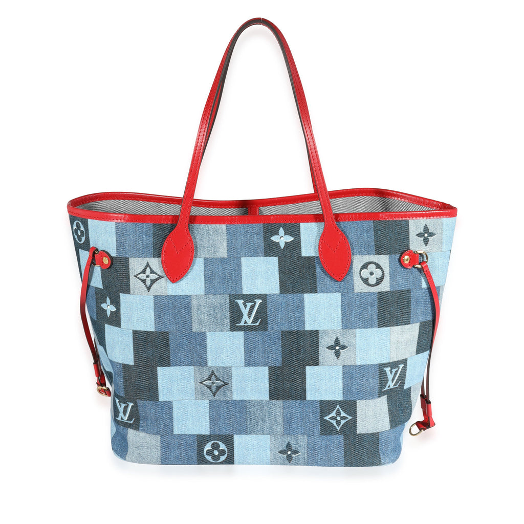 Louis Vuitton Louis Vuitton Blue Denim Monogram Patchwork Neverfull MM