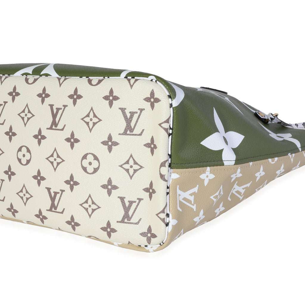 Louis Vuitton Louis Vuitton Khaki & White Monogram Giant Neverfull MM