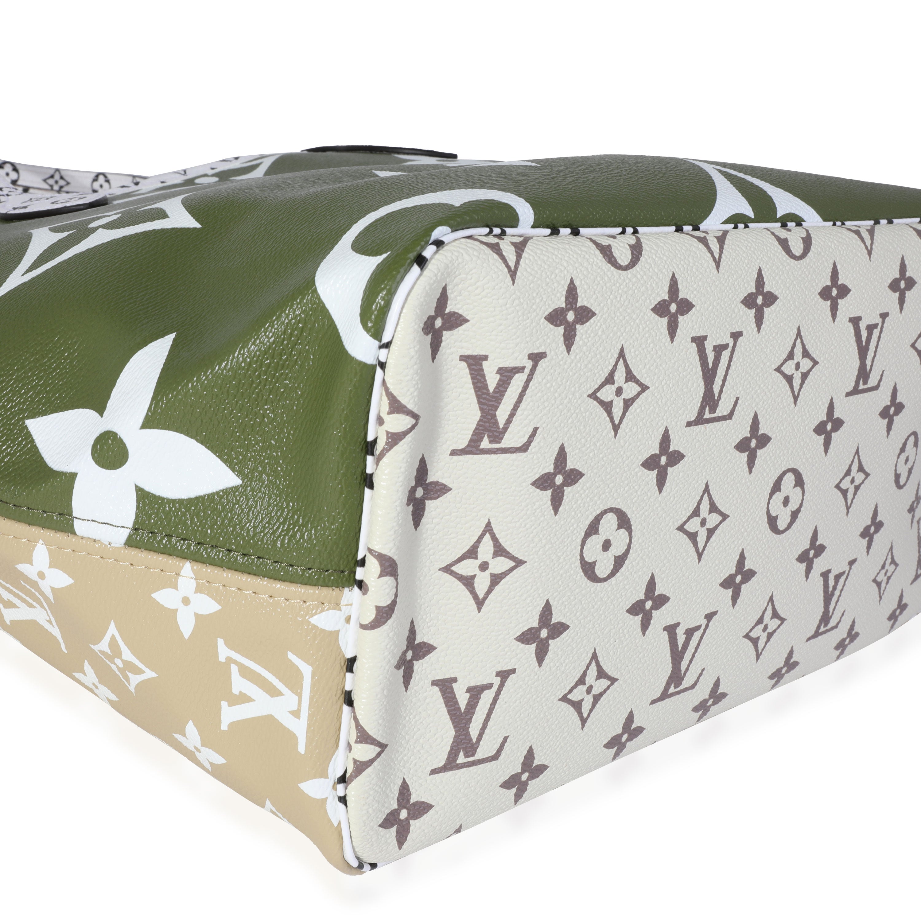 Louis Vuitton Louis Vuitton Khaki & White Monogram Giant Neverfull MM