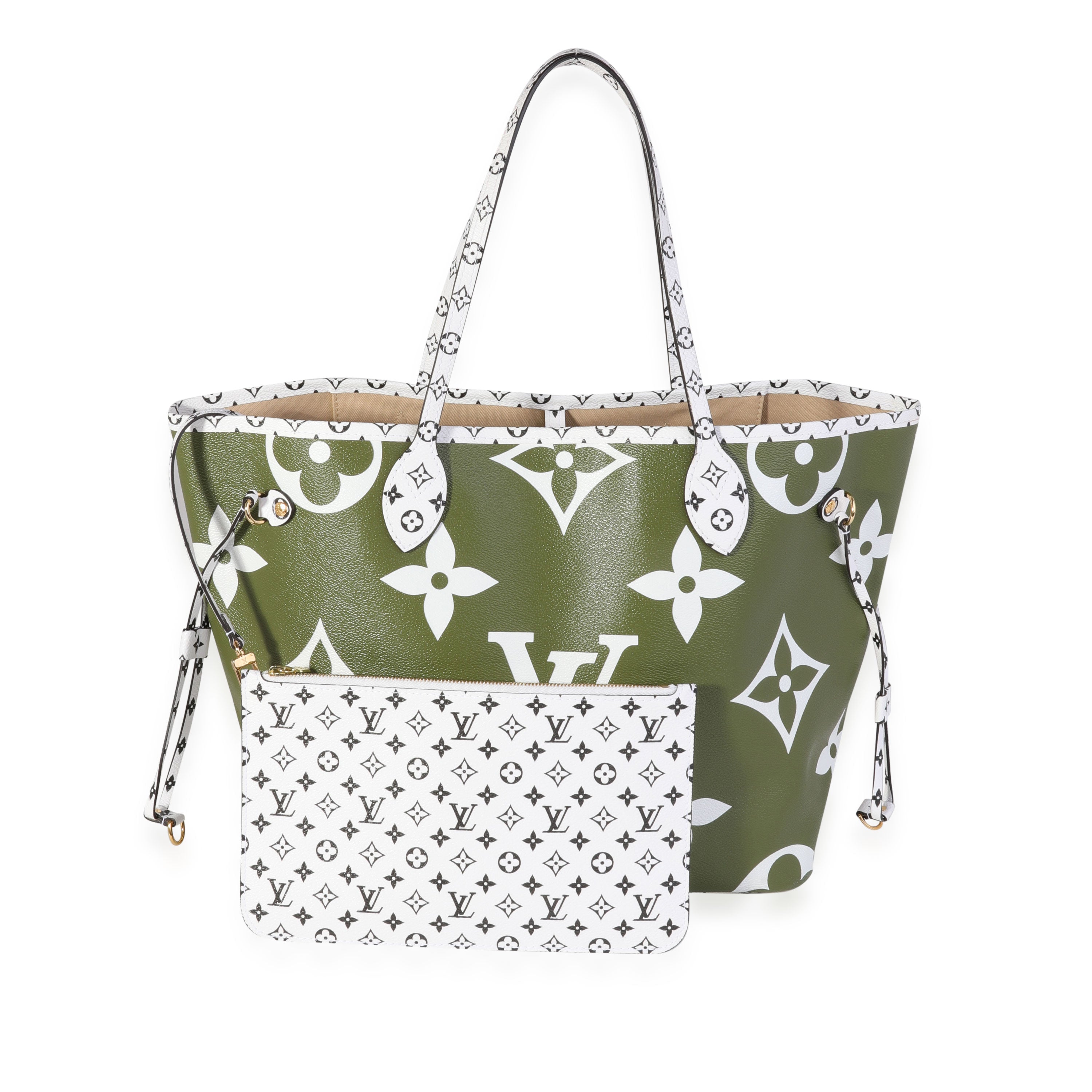 Louis Vuitton Louis Vuitton Khaki & White Monogram Giant Neverfull MM
