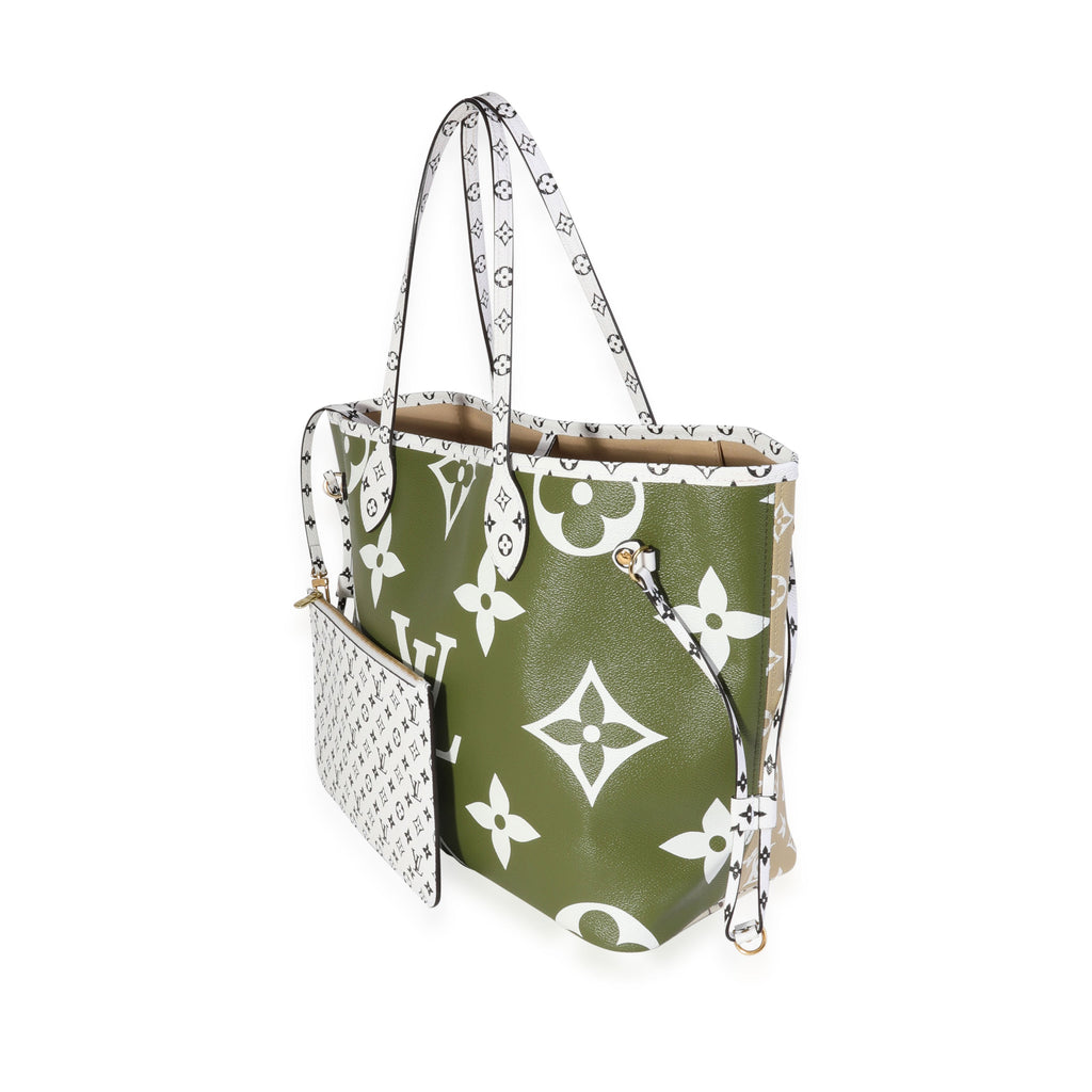 Louis Vuitton Louis Vuitton Khaki & White Monogram Giant Neverfull MM