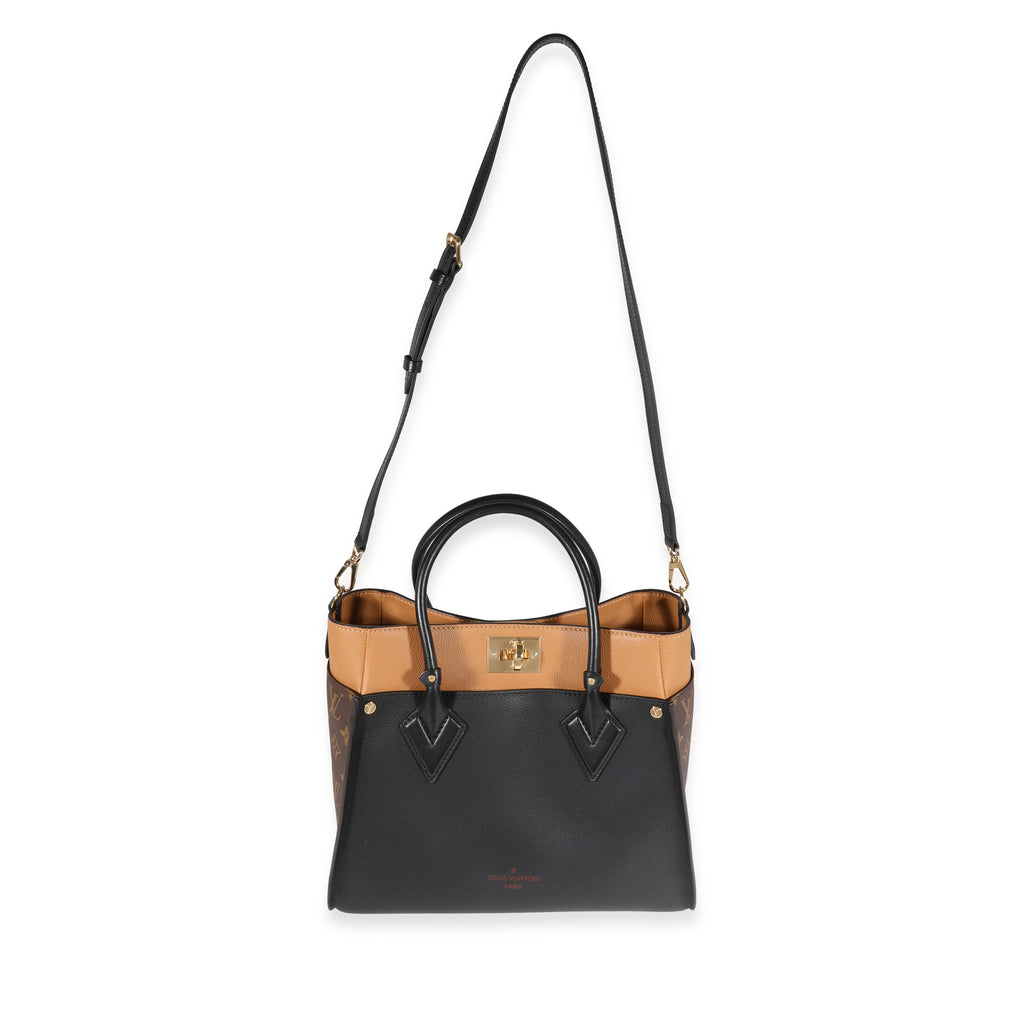 Louis Vuitton Louis Vuitton Monogram Canvas & Black Calfskin On My Side MM Tote