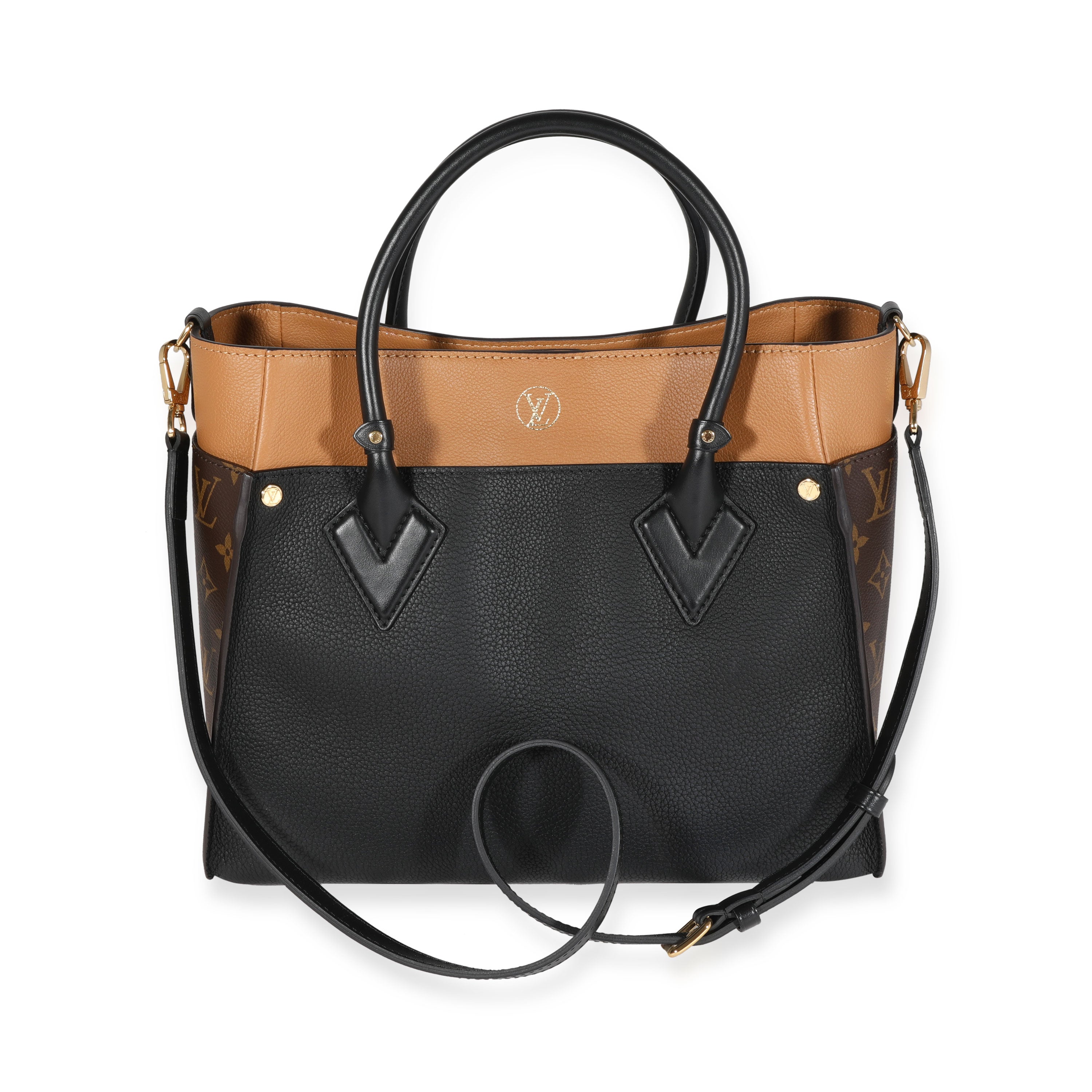 Louis Vuitton Louis Vuitton Monogram Canvas & Black Calfskin On My Side MM Tote