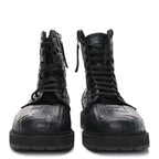 Fendi Nappa FF Embossed Womens Biker Boots 38.5 Black