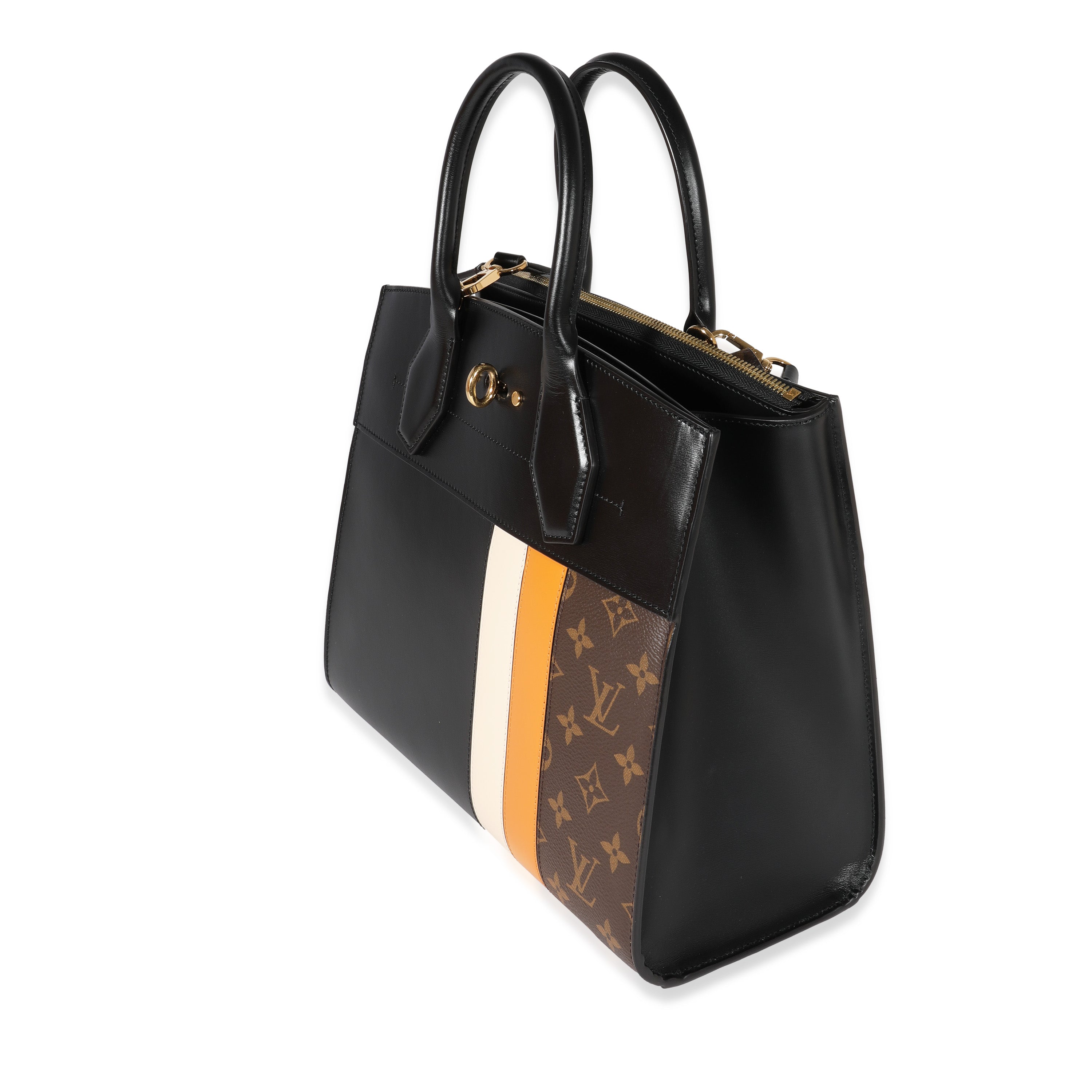 Louis Vuitton Louis Vuitton Black Smooth Calfskin & Monogram Canvas City Steamer MM