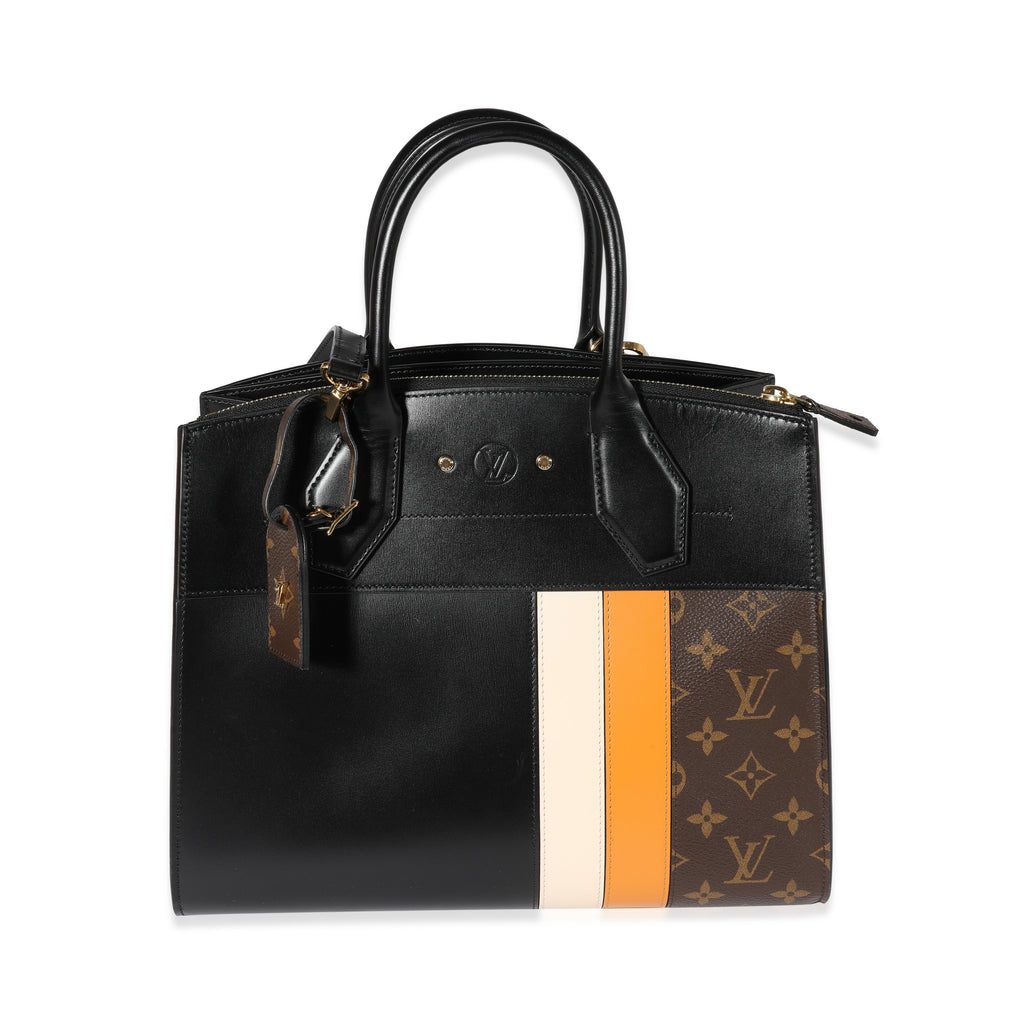 Louis Vuitton Louis Vuitton Black Smooth Calfskin & Monogram Canvas City Steamer MM