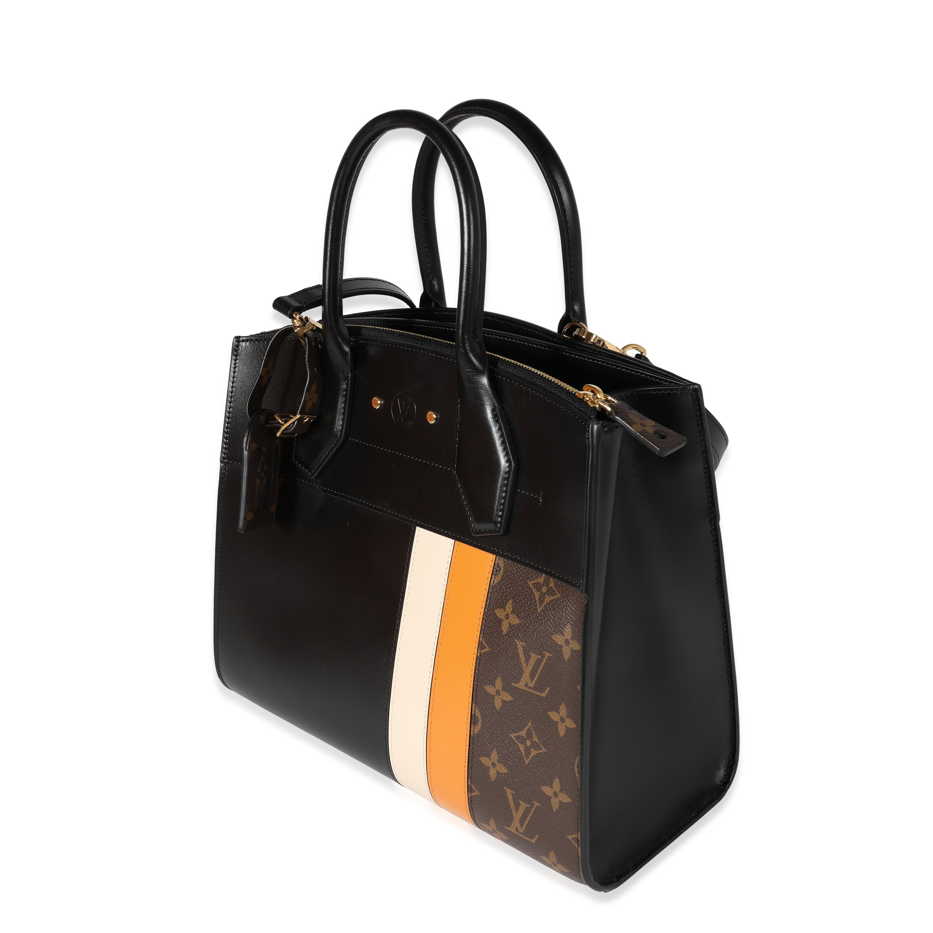 Louis Vuitton Louis Vuitton Black Smooth Calfskin & Monogram Canvas City Steamer MM