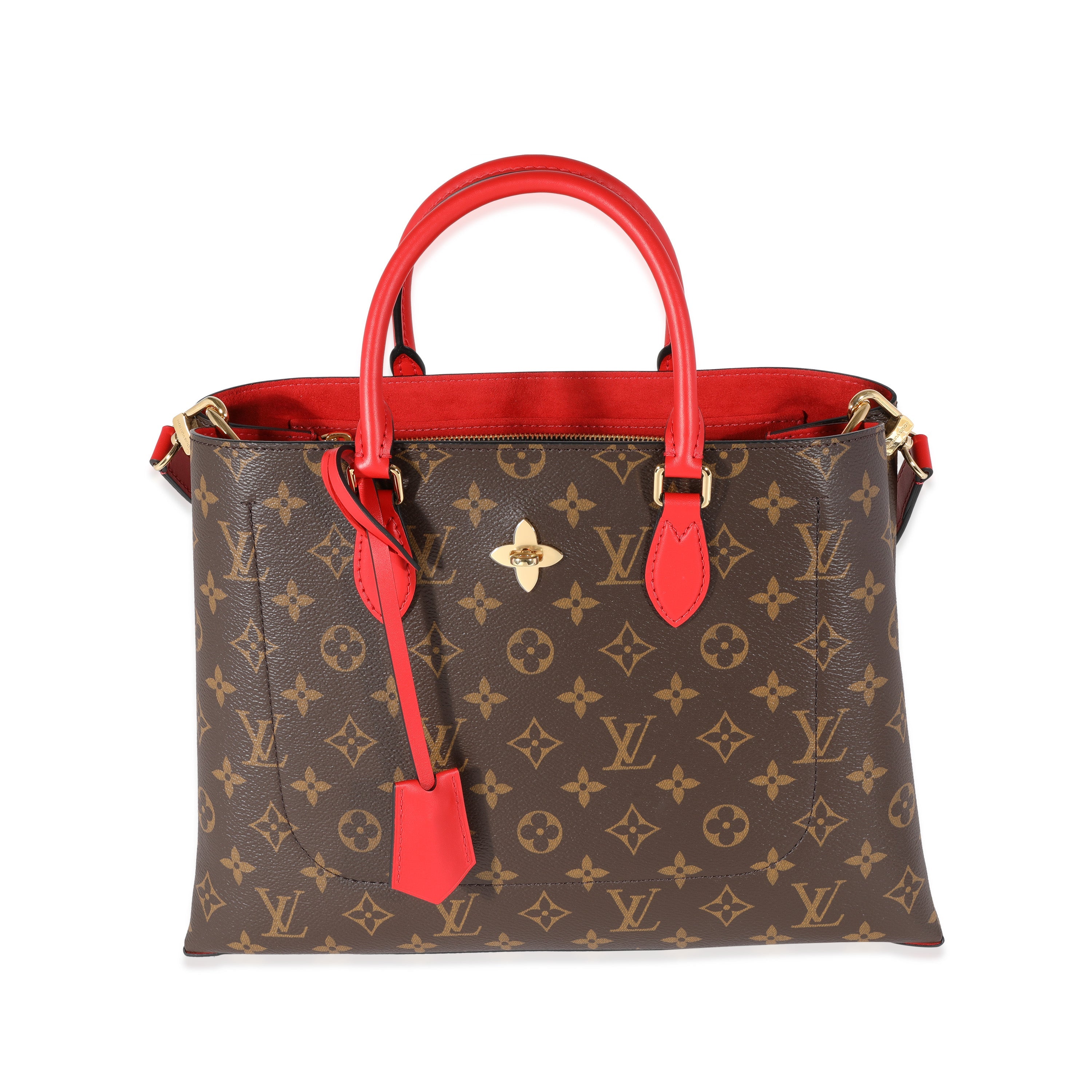 Louis Vuitton Louis Vuitton Monogram Canvas & Coquelicot Leather Flower Tote