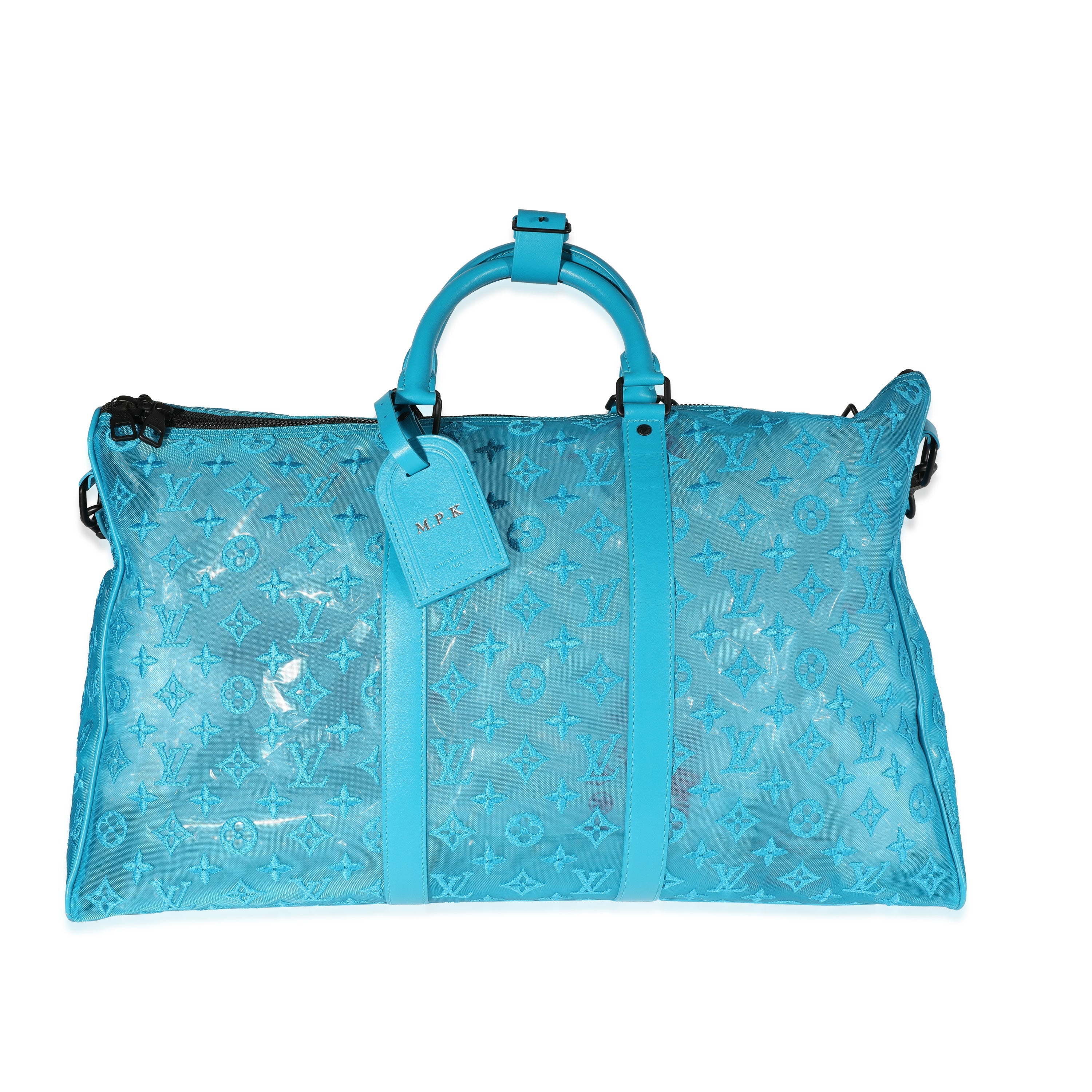 Louis Vuitton Louis Vuitton Blue Monogram Mesh Triangle Keepall Bandoulière 50