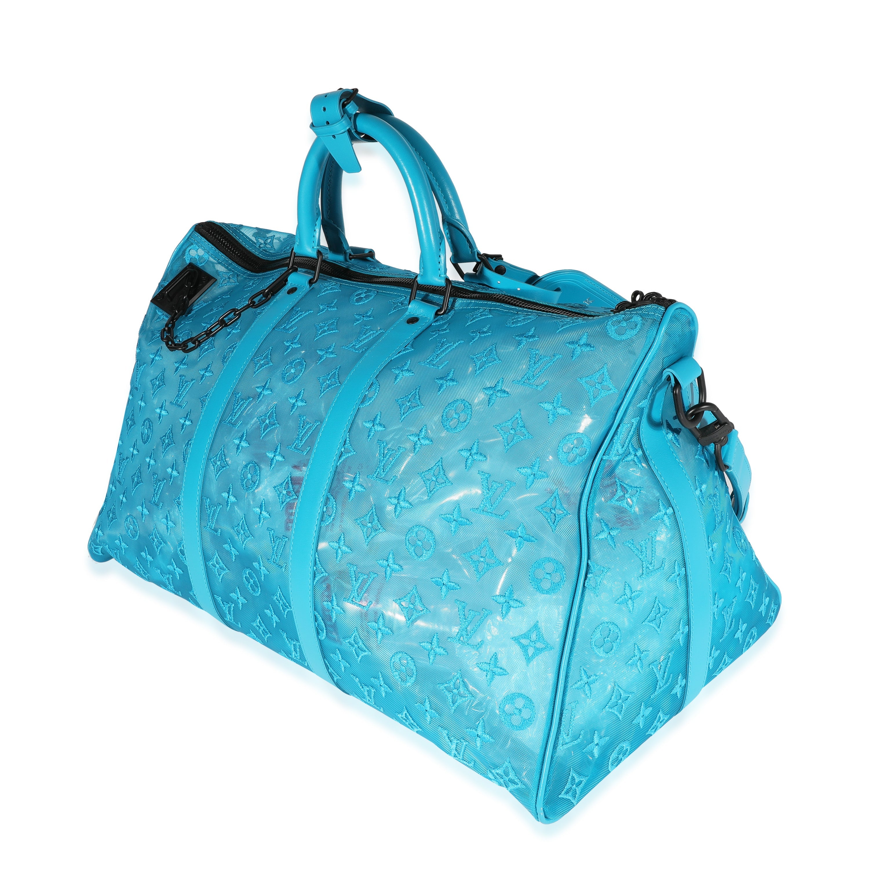 Louis Vuitton Louis Vuitton Blue Monogram Mesh Triangle Keepall Bandoulière 50