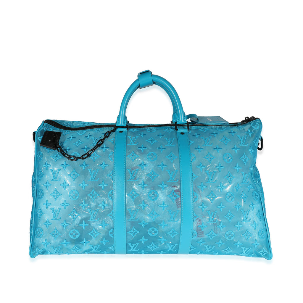 Louis Vuitton Louis Vuitton Blue Monogram Mesh Triangle Keepall Bandoulière 50