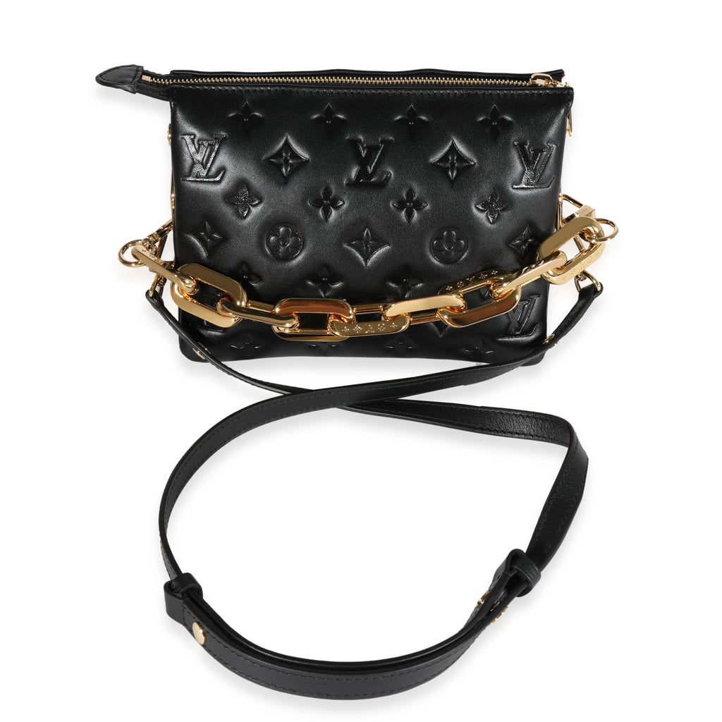 Louis Vuitton Louis Vuitton Black Monogram Puffy Lambskin Coussin BB