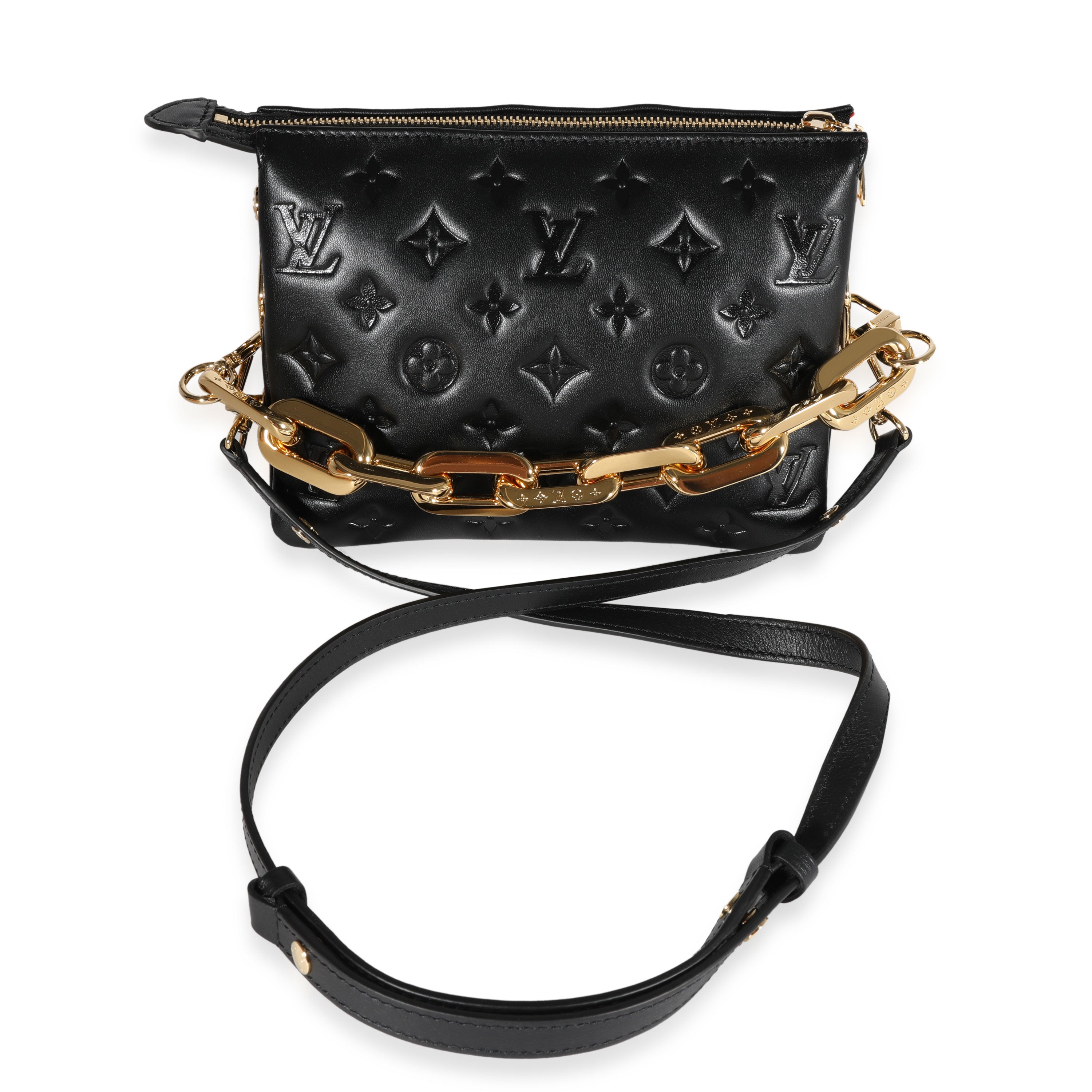 Louis Vuitton Louis Vuitton Black Monogram Puffy Lambskin Coussin BB